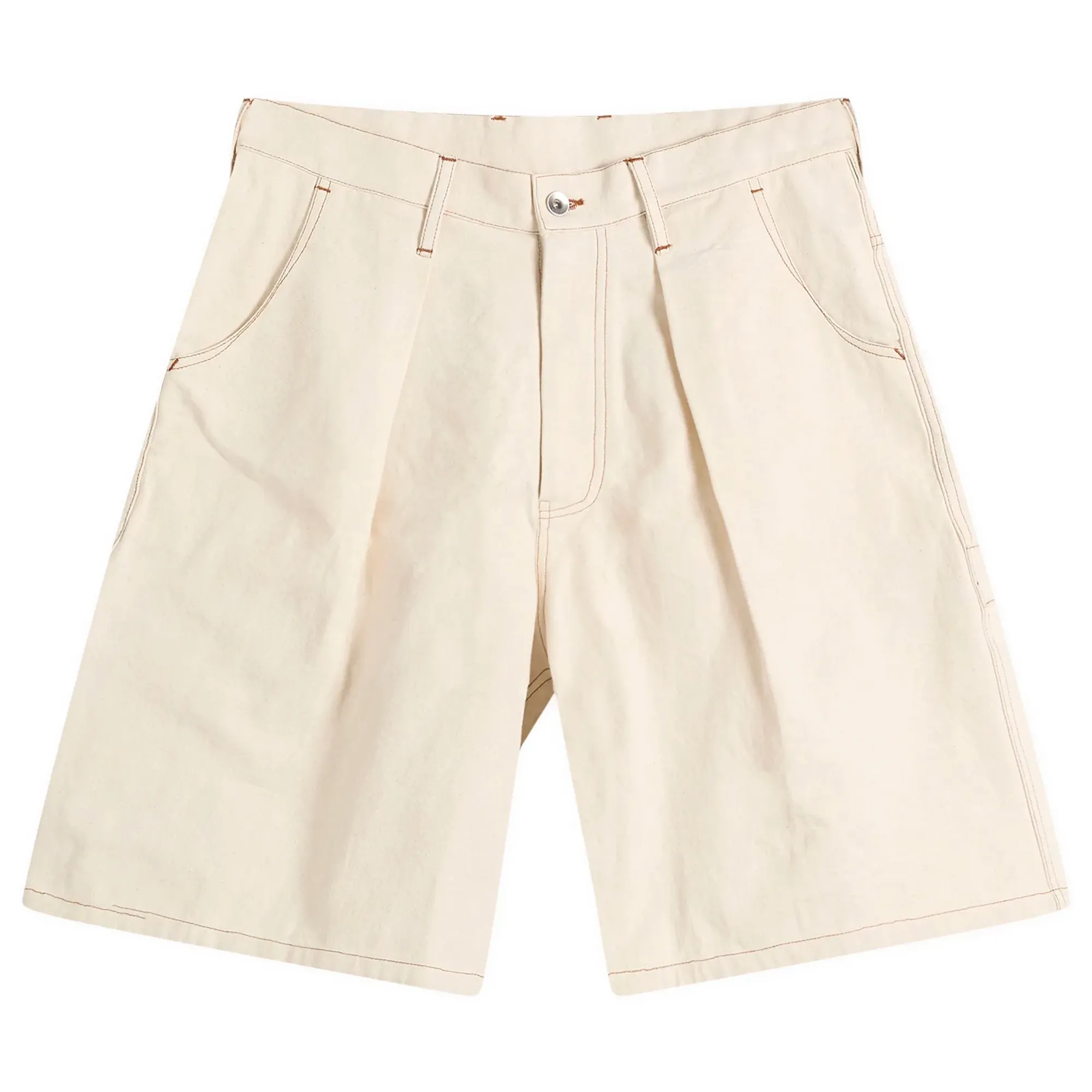 Story mfg. Men's Hand Embroidered Lush Carpenter Shorts Ecru