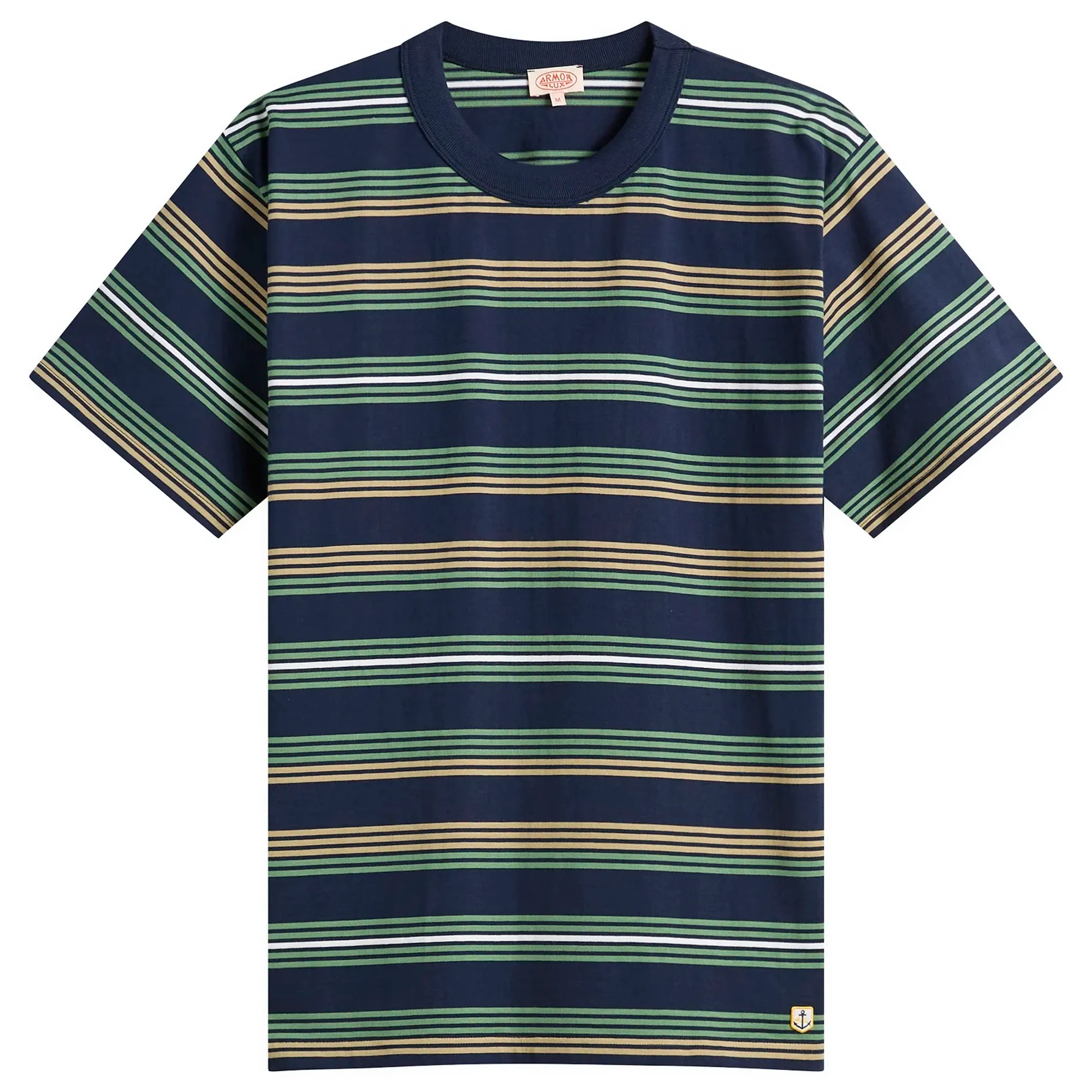 Armor-Lux Men's Multi Stripe T-Shirt Marine Deep/Ivy/Treehouse