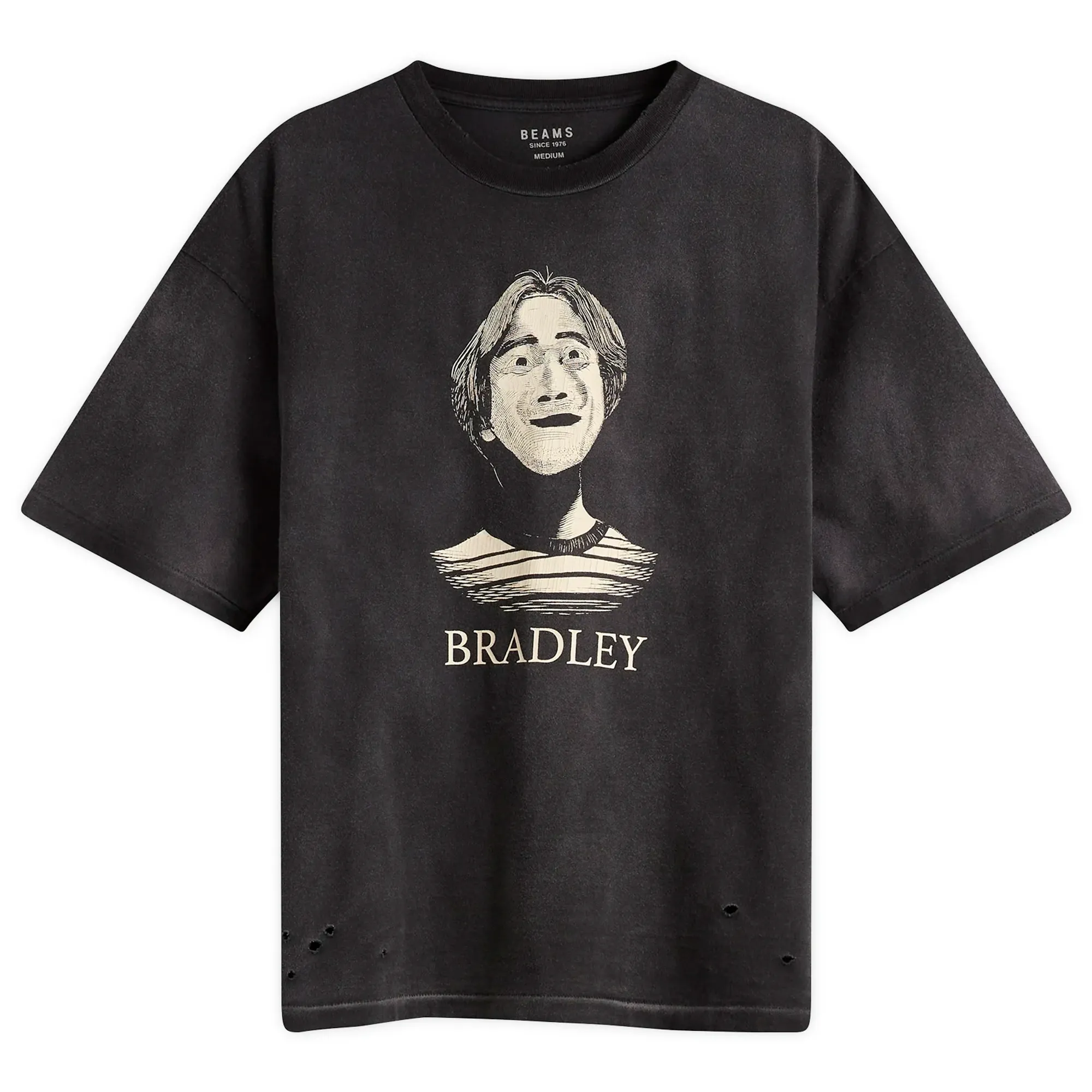 BEAMS Men's Portrait T-Shirt Fade Black