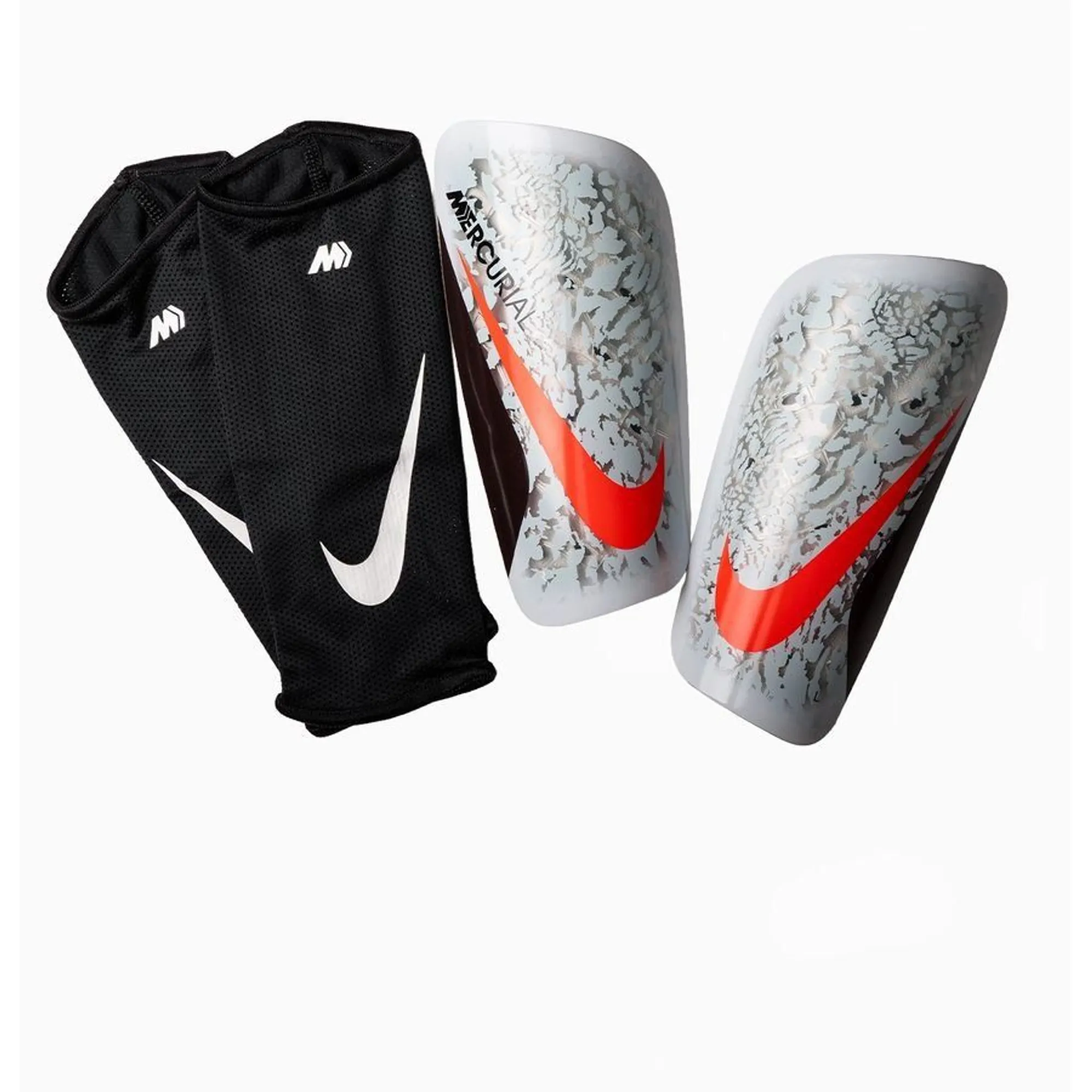 Nike Mercurial Lite Shinpads Pure Platinum Burgundy Crush Bright Crimson