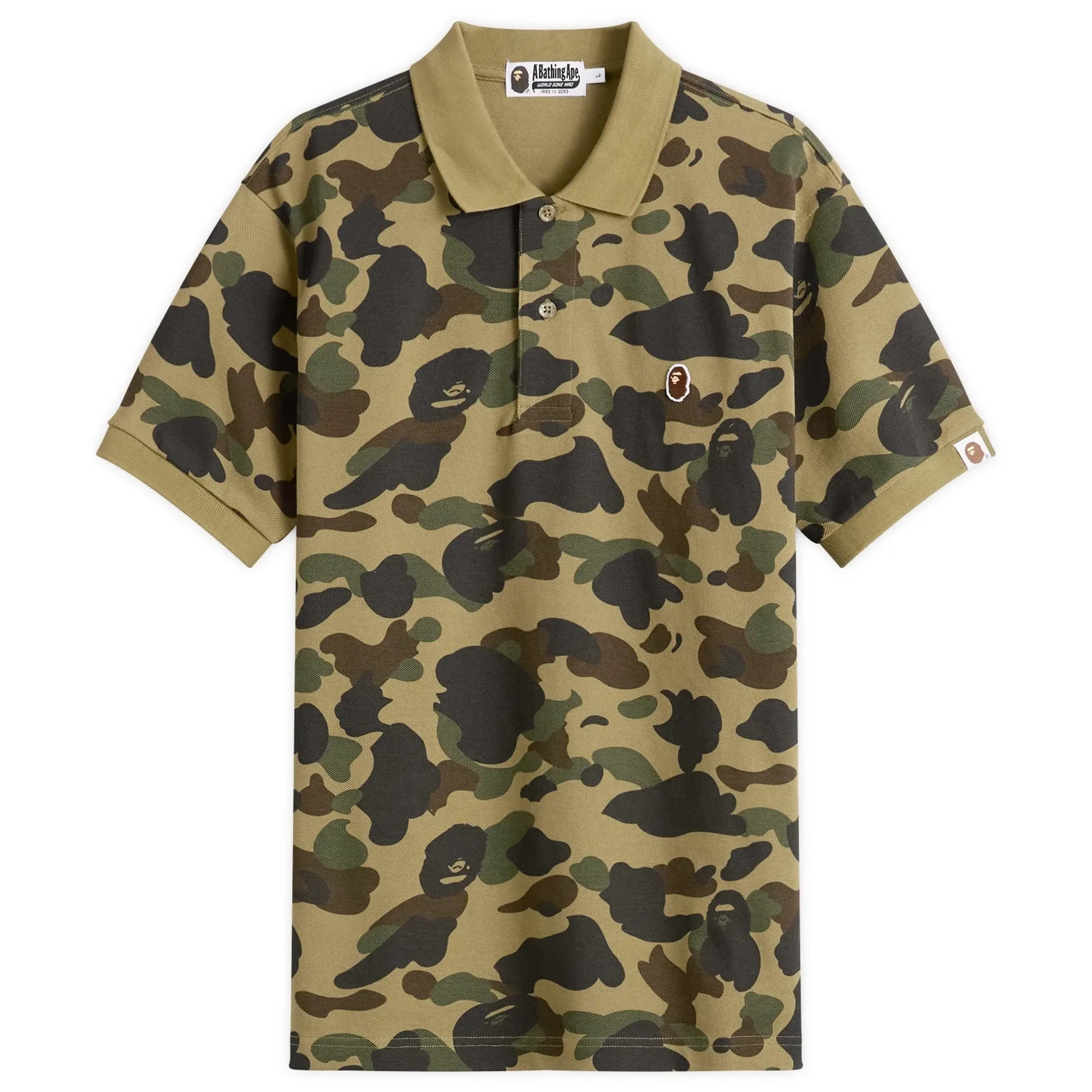 A Bathing Ape Men's 1st Camo One Point Polo Green