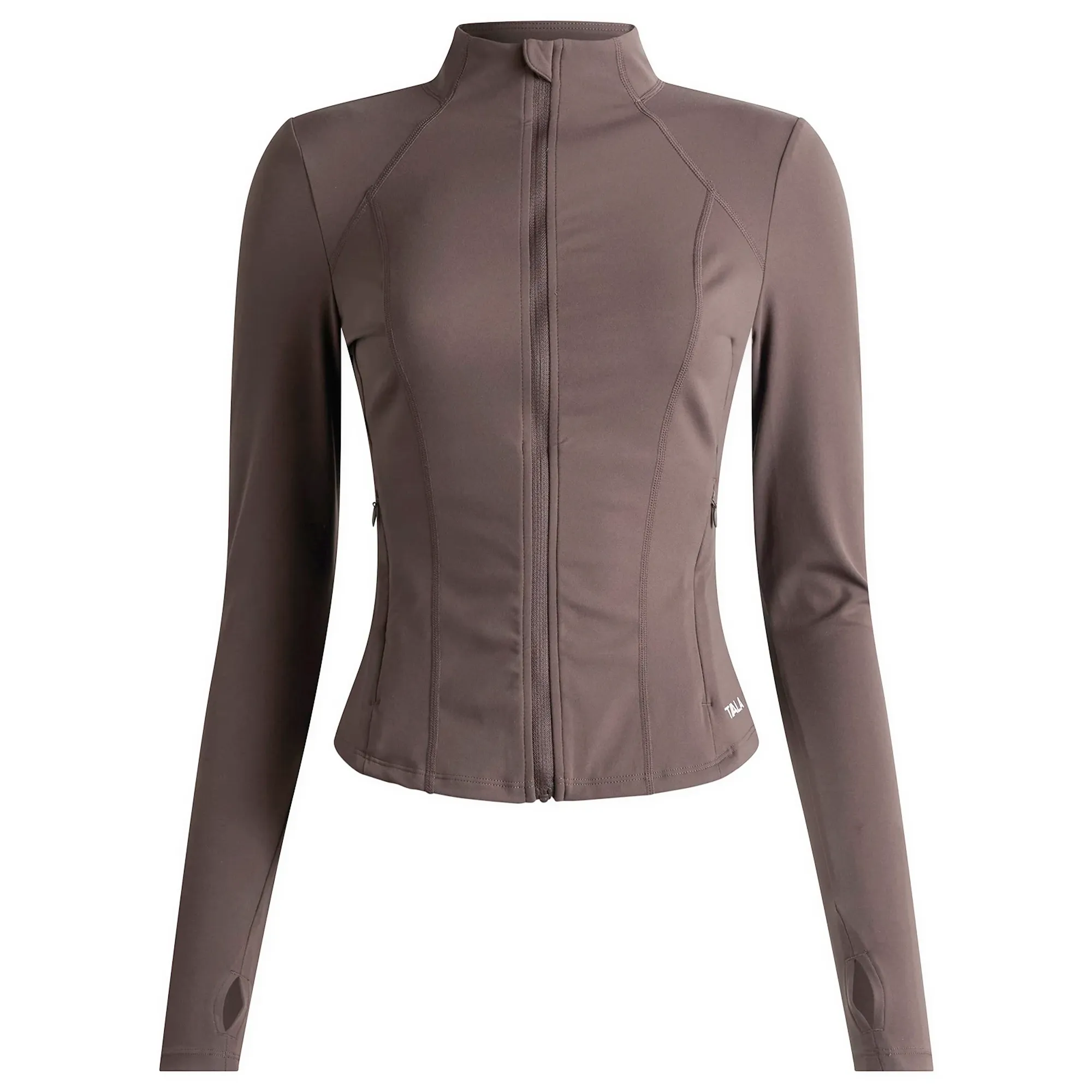 TALA Women's Dayflex Zip Through Running Jacket Mocha Brown