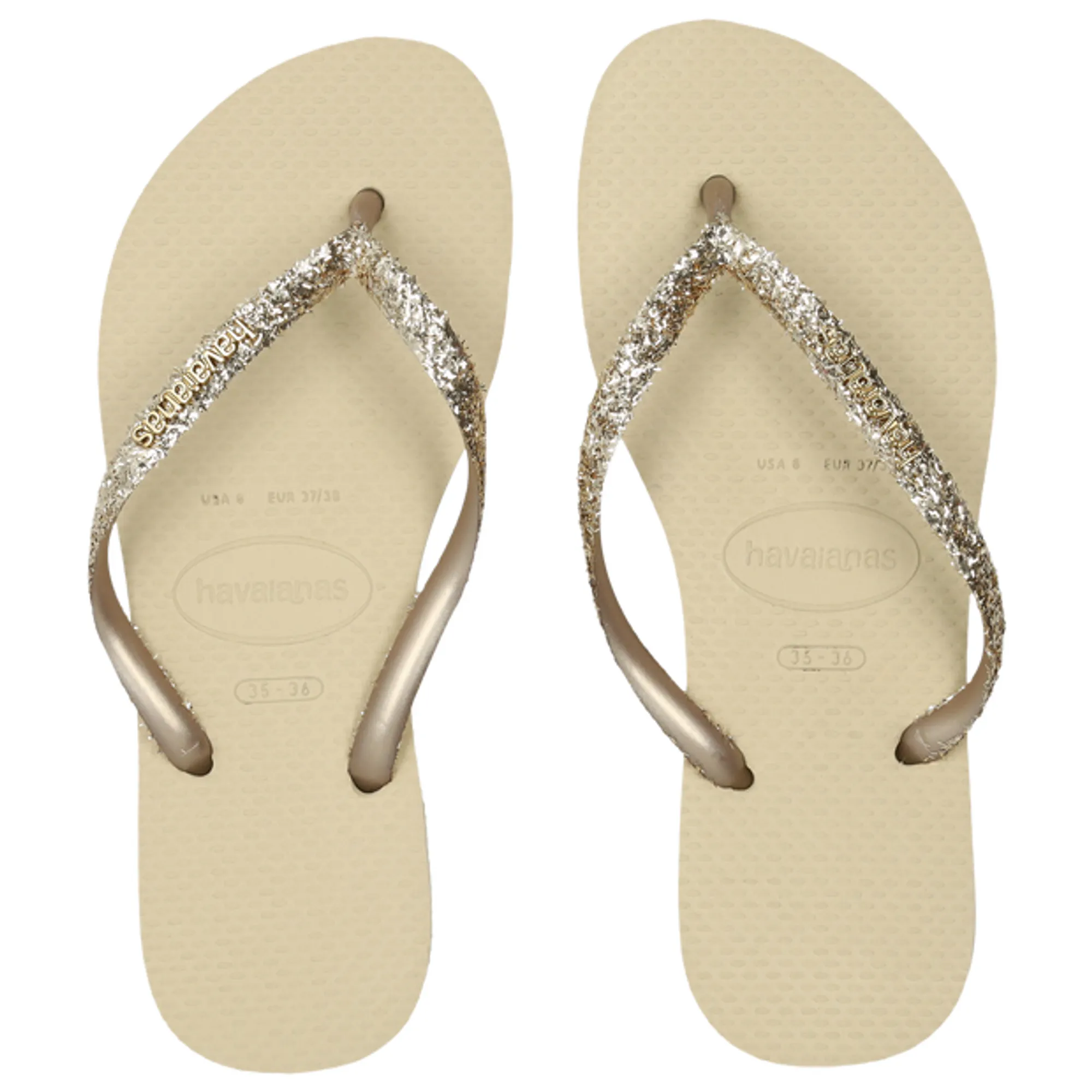 Havaianas Slim Logo Metallic Women Flip-Flops and Sandals - Beige