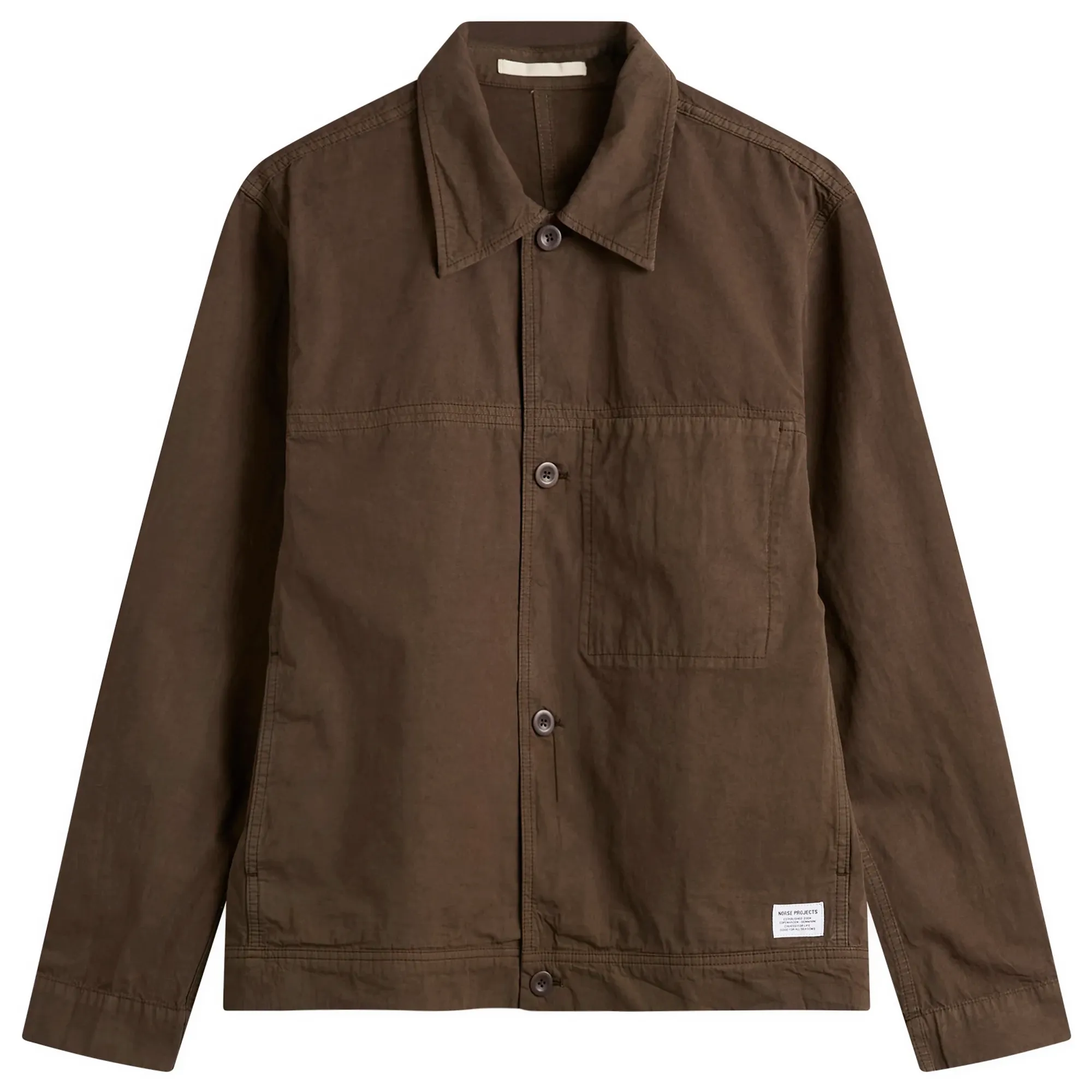 Norse Projects Men's Arresskov Compact Cotton Shirt Jacket Delicioso Brown