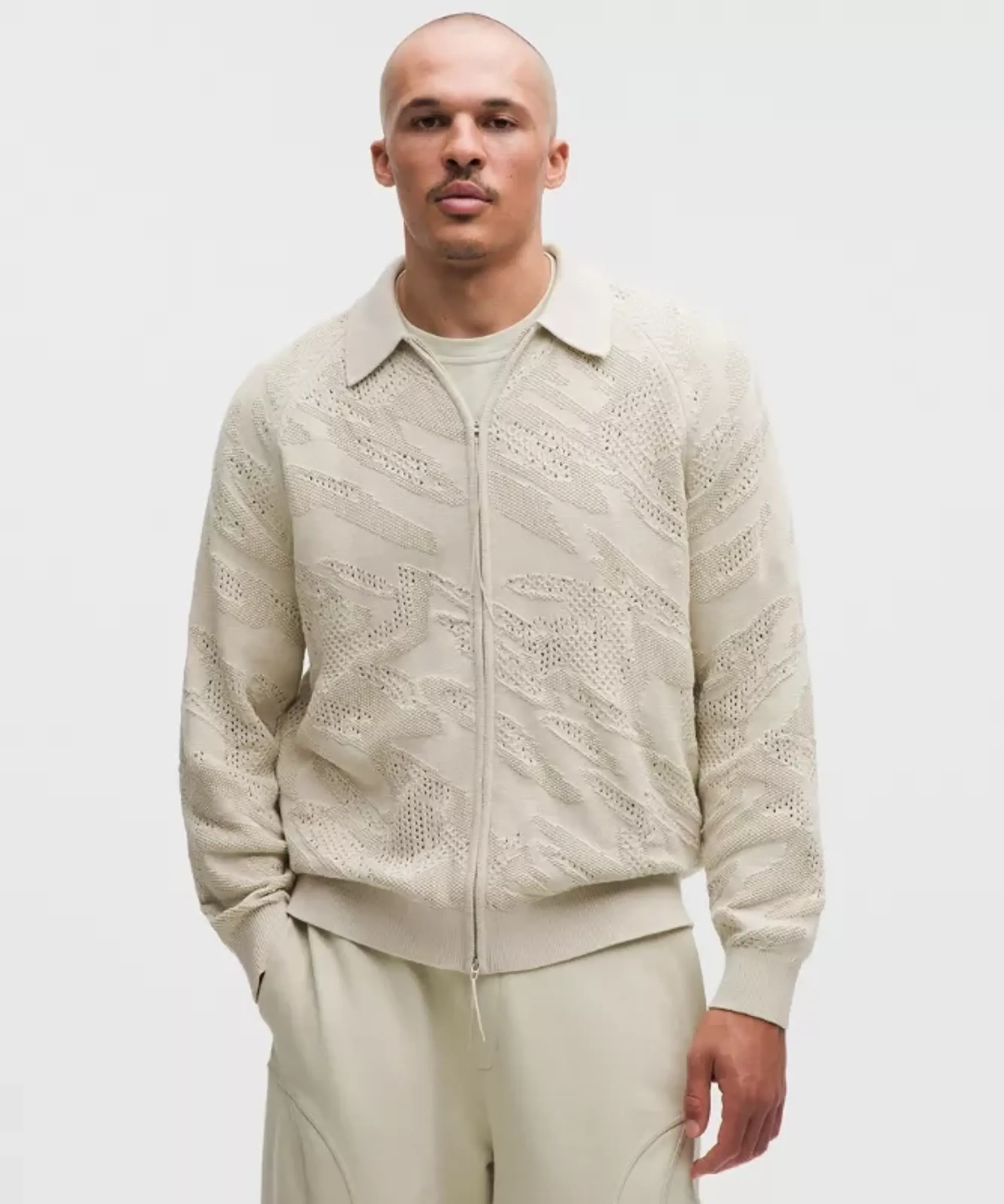 lululemon – Men's Knit Full-Zip Sweater SLNSH Collection – Color Khaki – Size 2XL