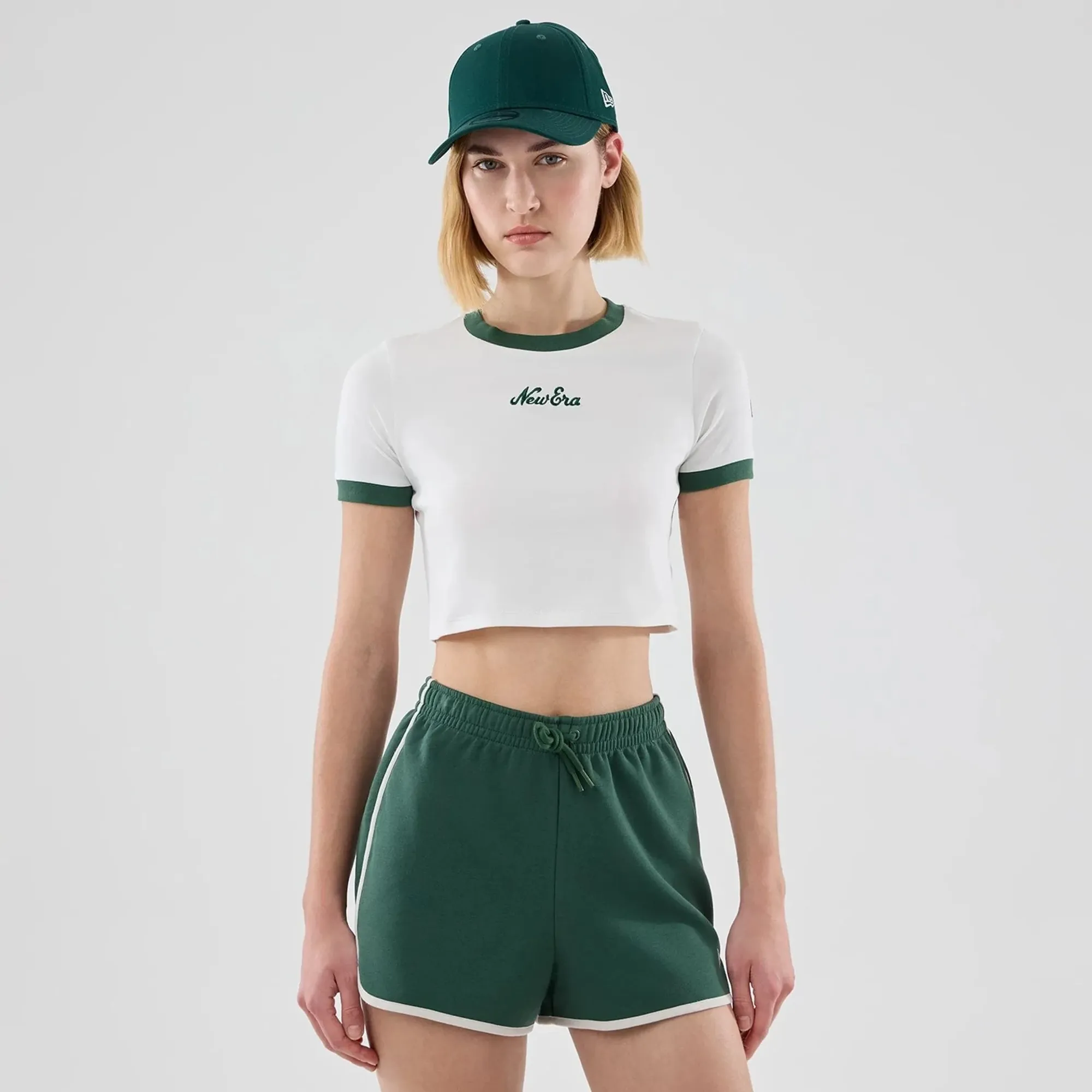 Womens New Era White Cropped Slim T-shirt adult female
