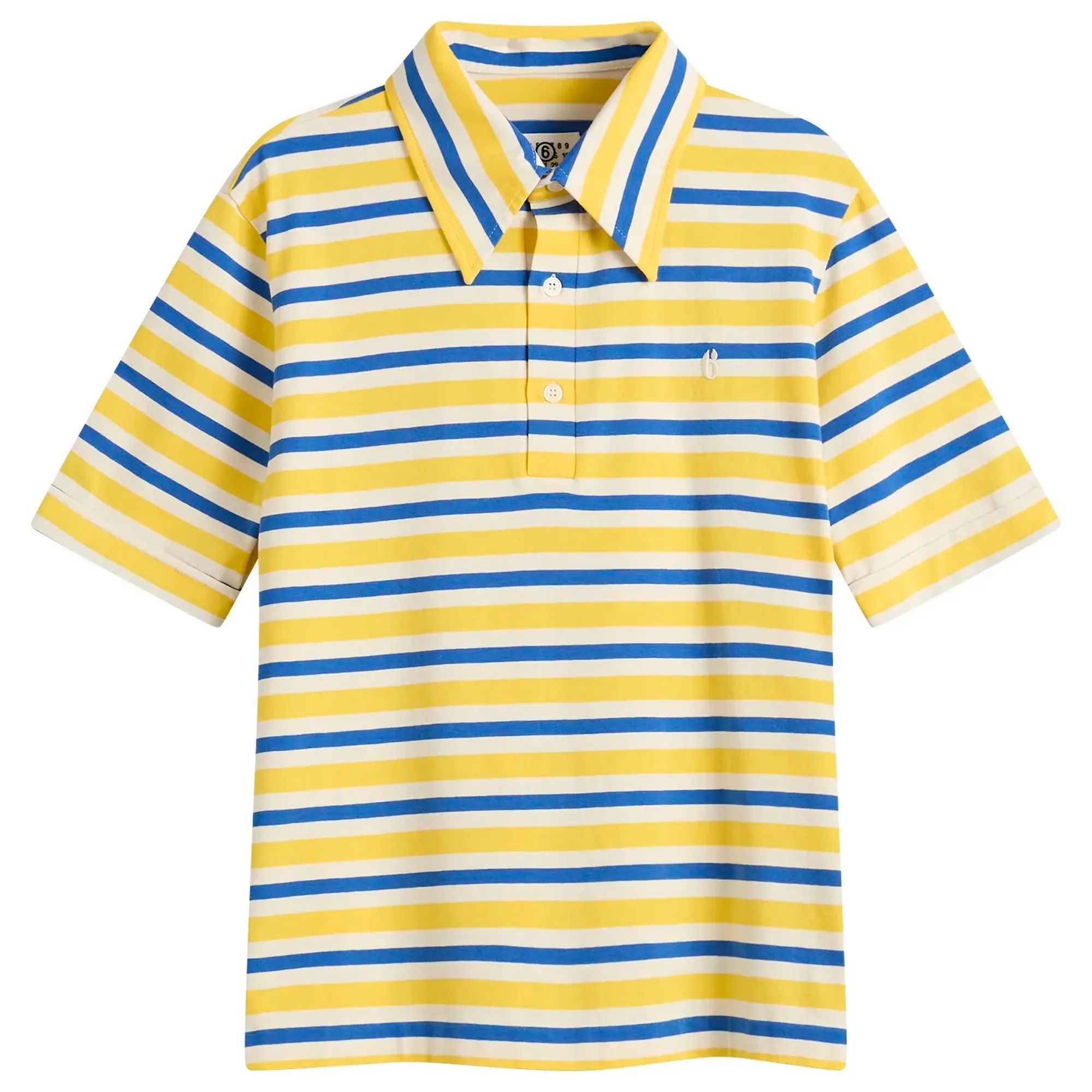 MM6 Maison Margiela Men's Stripe Polo Shirt Yellow/Blue/Off White