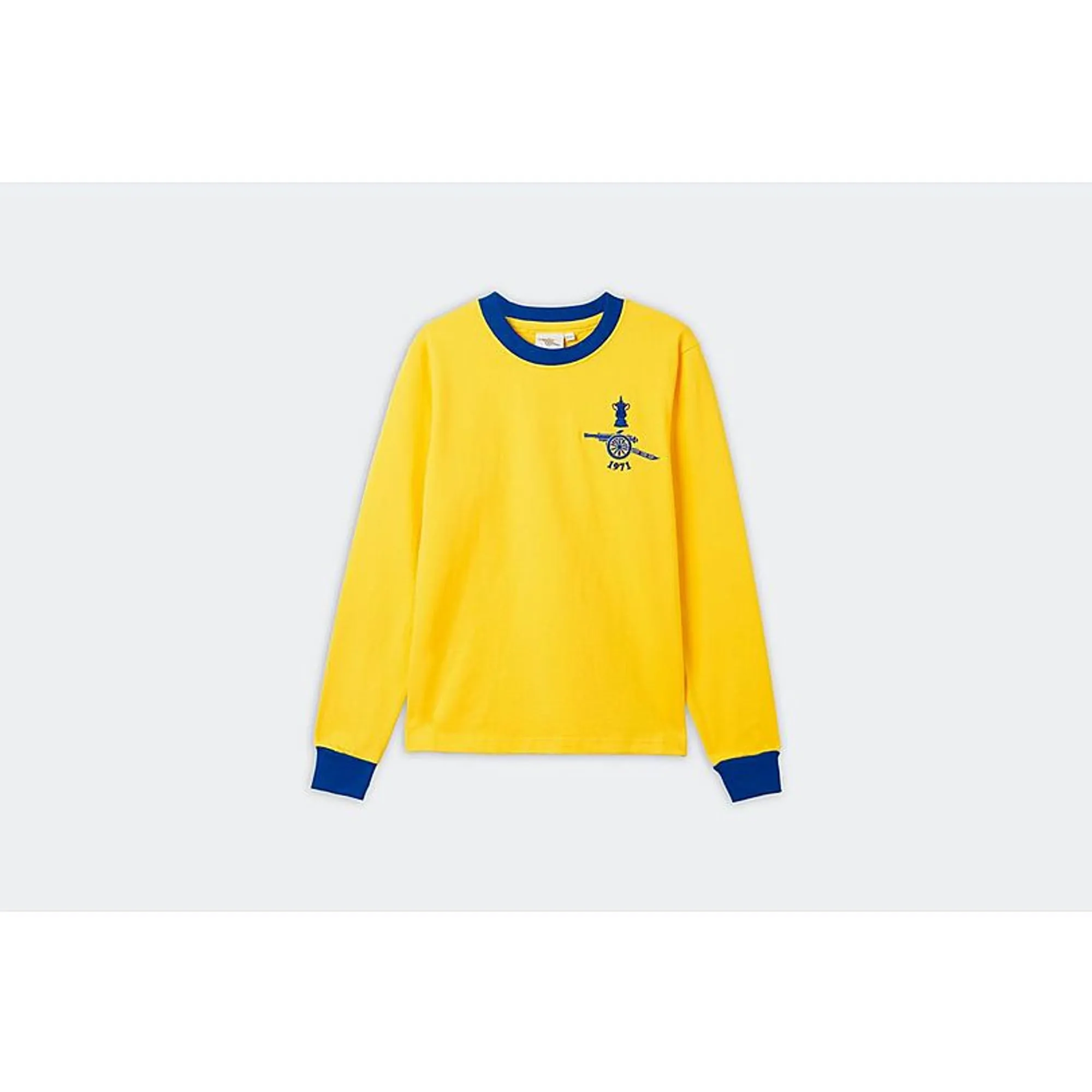 Arsenal Kids Retro 1971 FA Cup Long Sleeved Away Shirt, Yellow