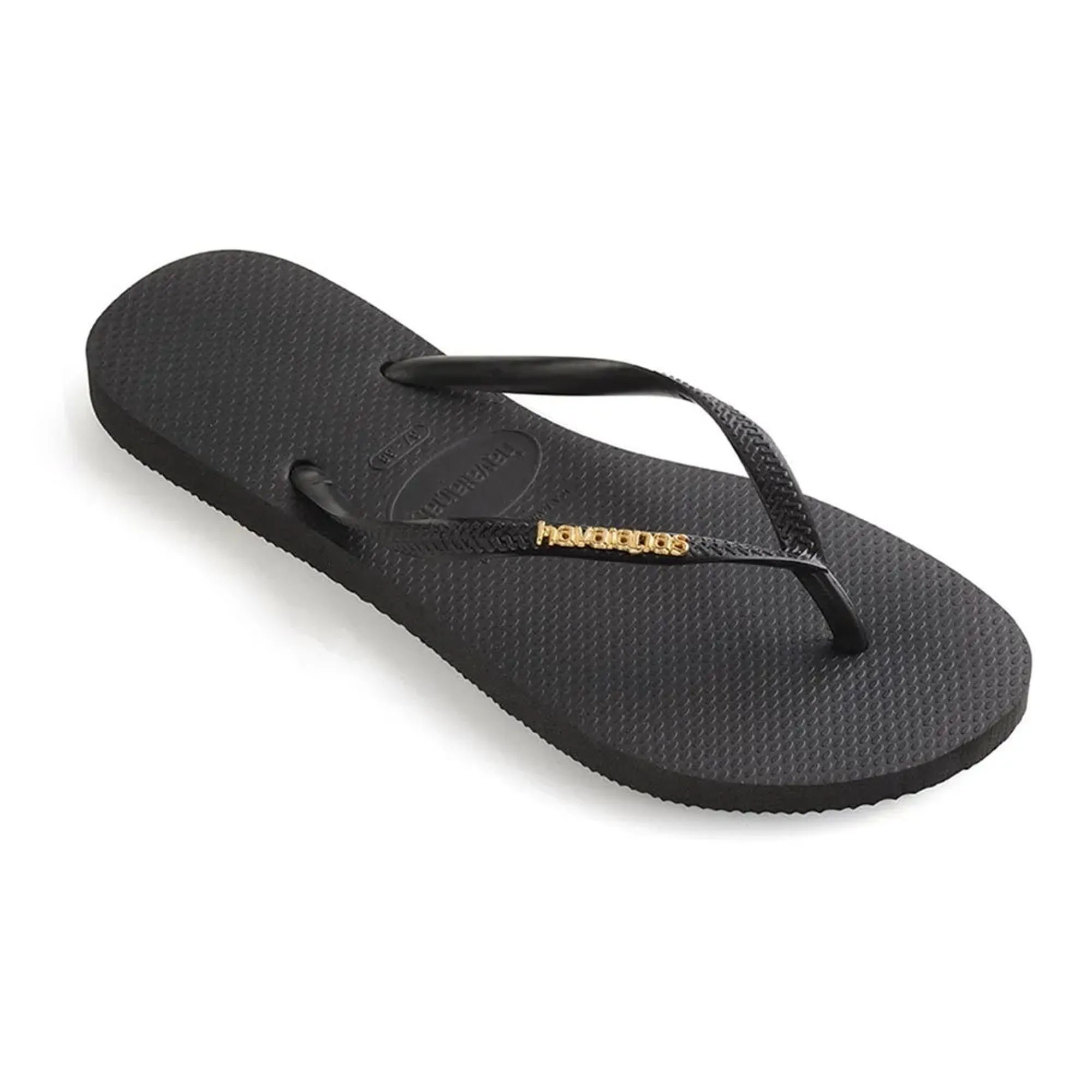 Havaianas Slim Logo Metallic Women Flip-Flops and Sandals - Black