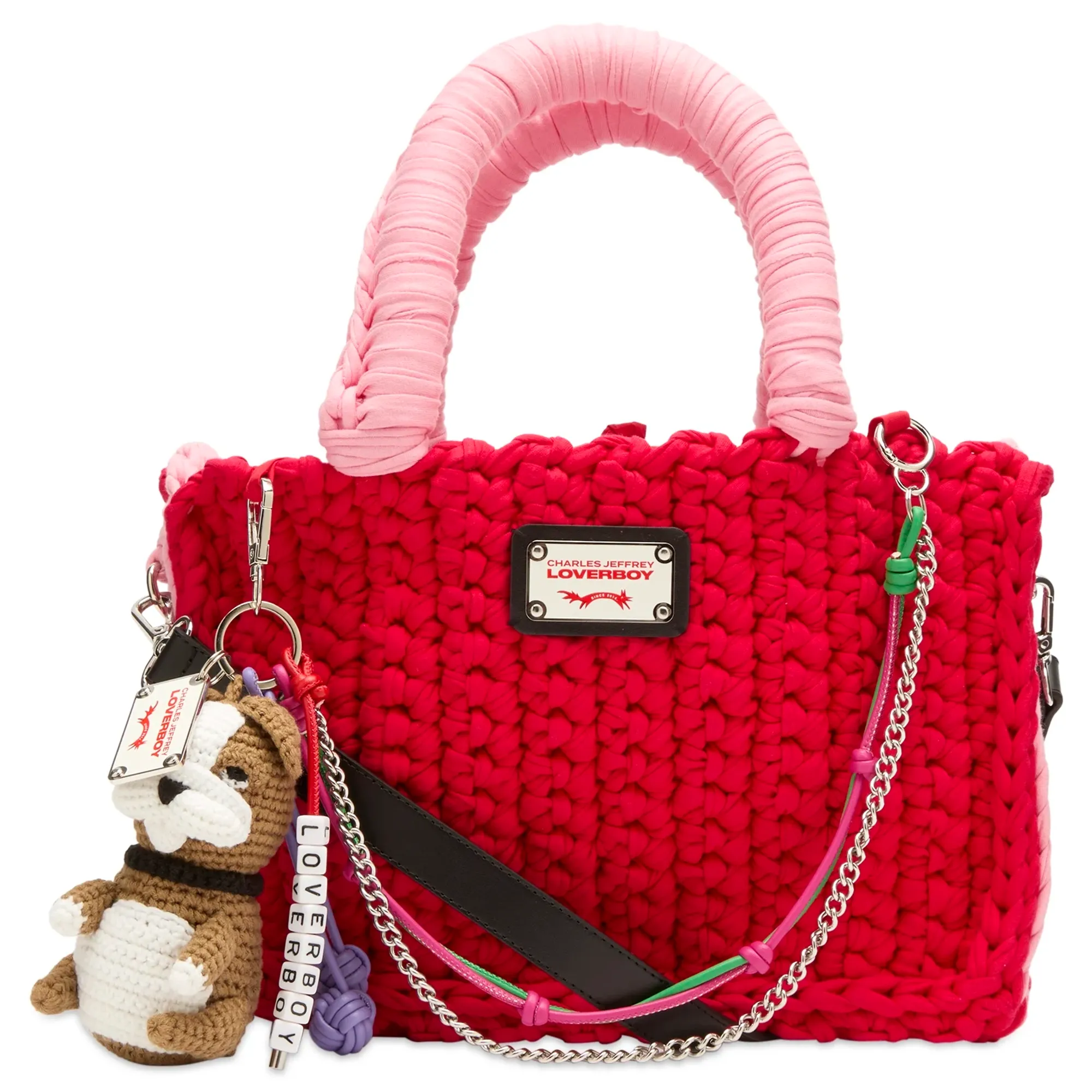 Charles Jeffrey Loverboy Women's Bulldog Charm Bucket Bag Red/Pink