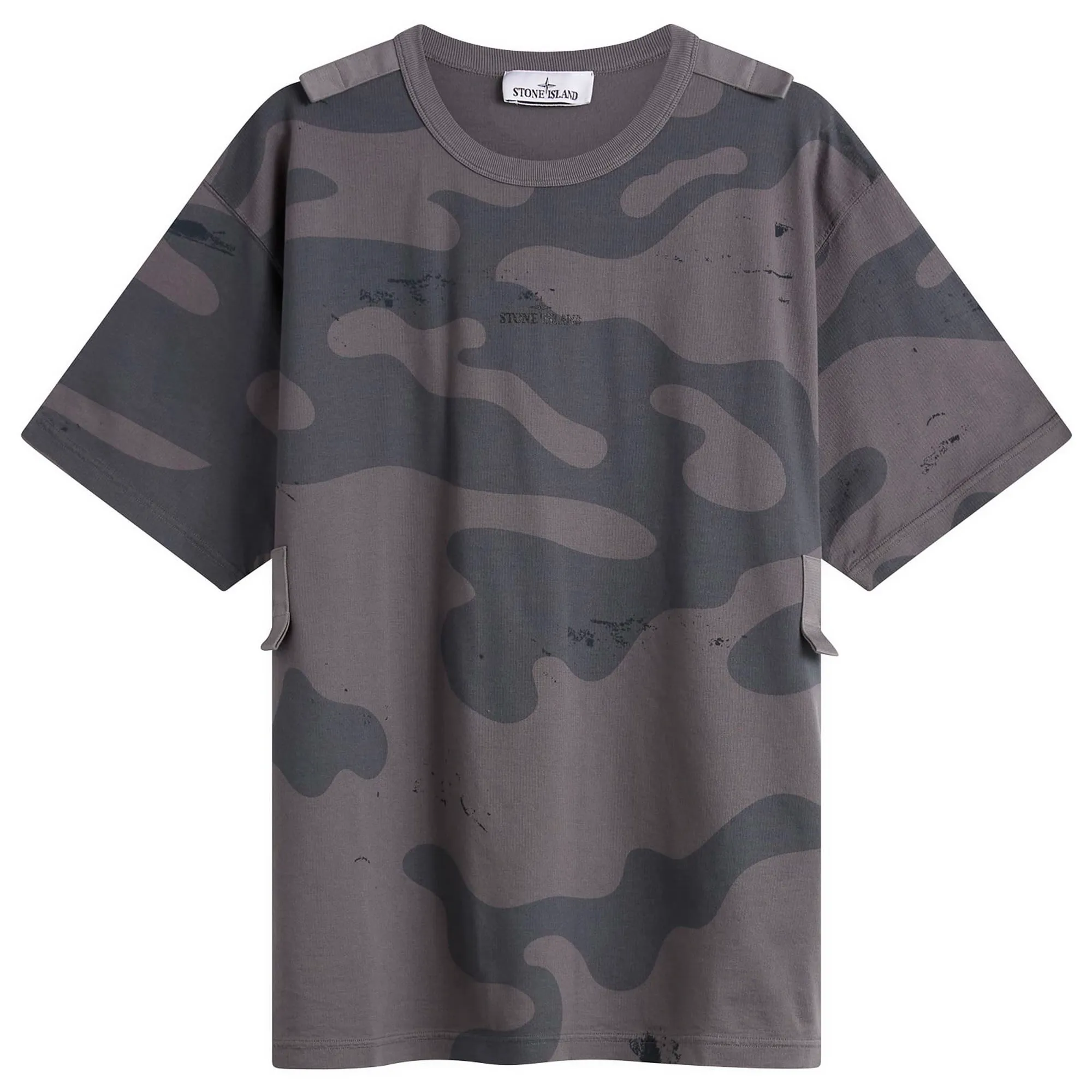 Stone Island Men's Camouflage T-Shirt Blue Grey