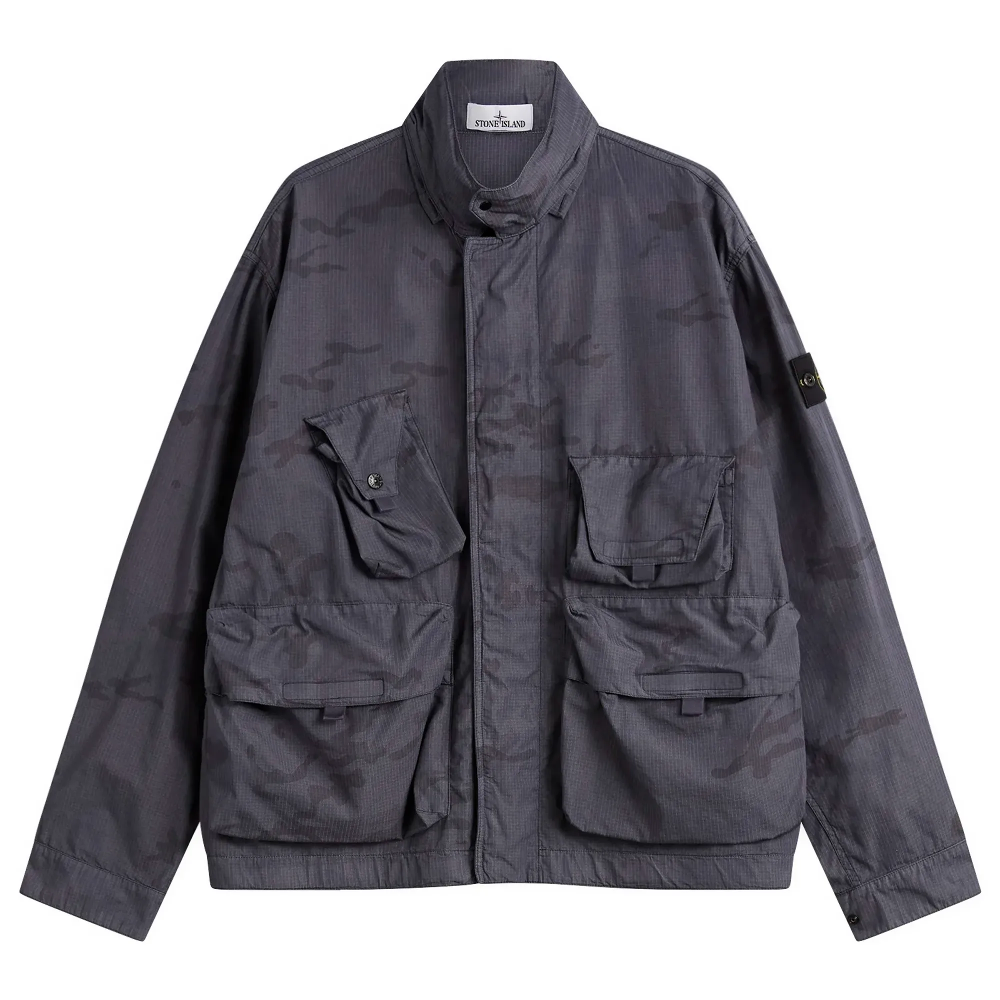 Stone Island Men's Faded Camo Ripstop-TC Field Jacket Blue Grey