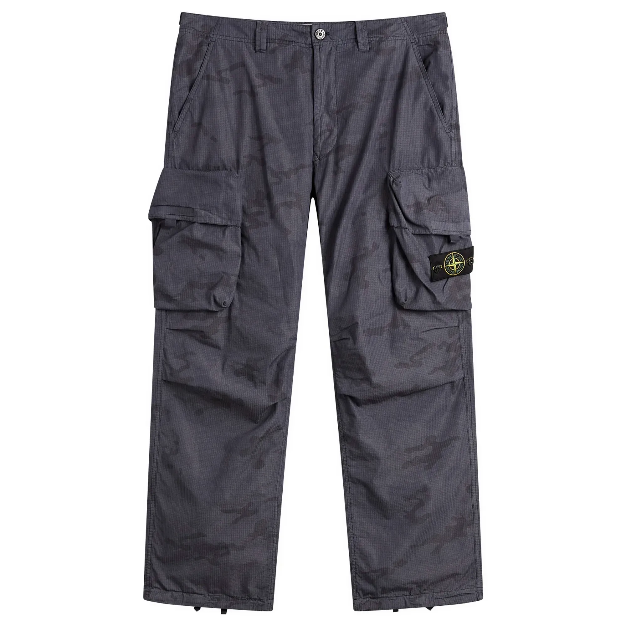 Stone Island Men's Faded Camo Ripstop-TC Cargo Trousers Blue Grey