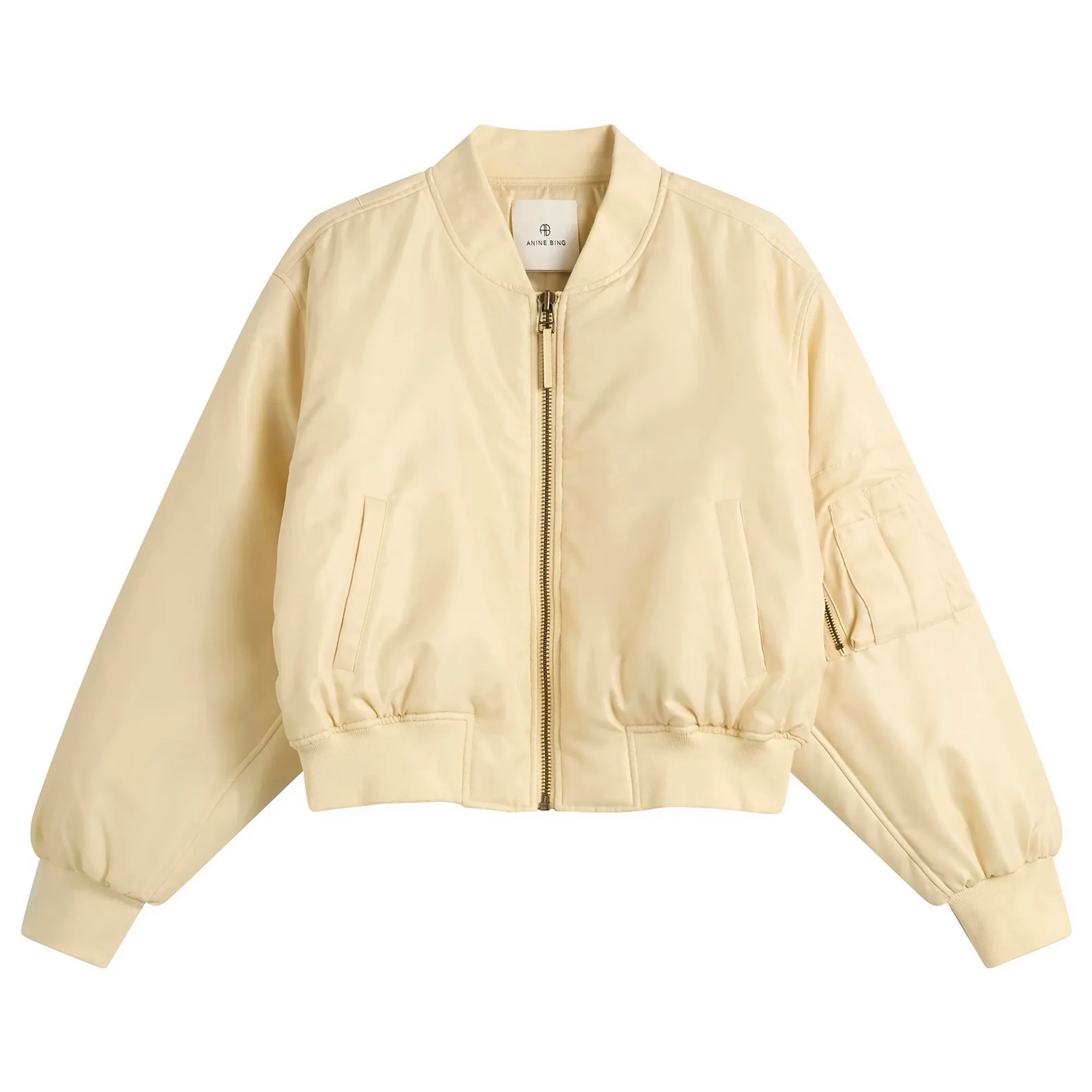 Anine Bing Women's Cropped Leon Bomber Cream