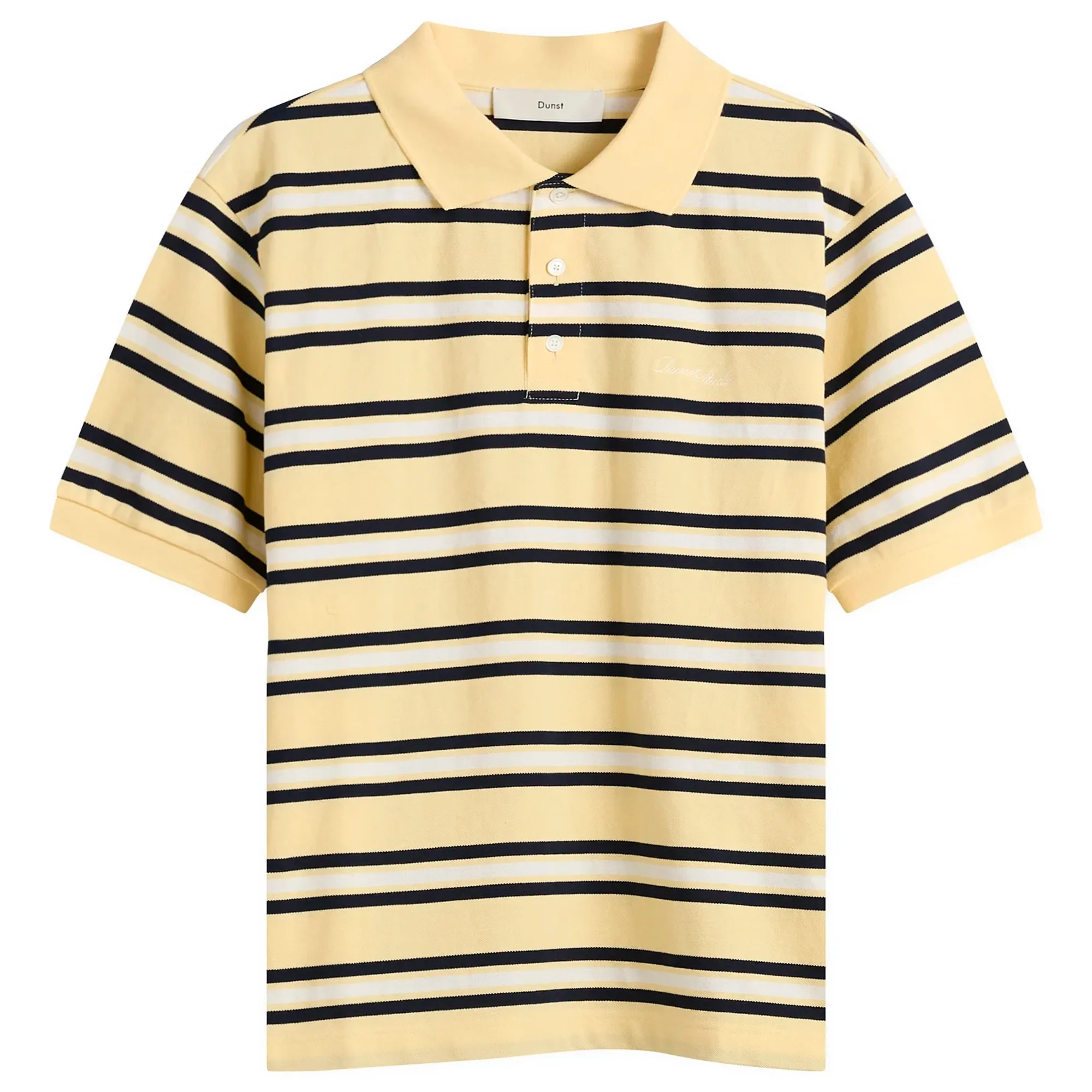 DUNST Women's Striped Polo Shirt Lemon Stripe