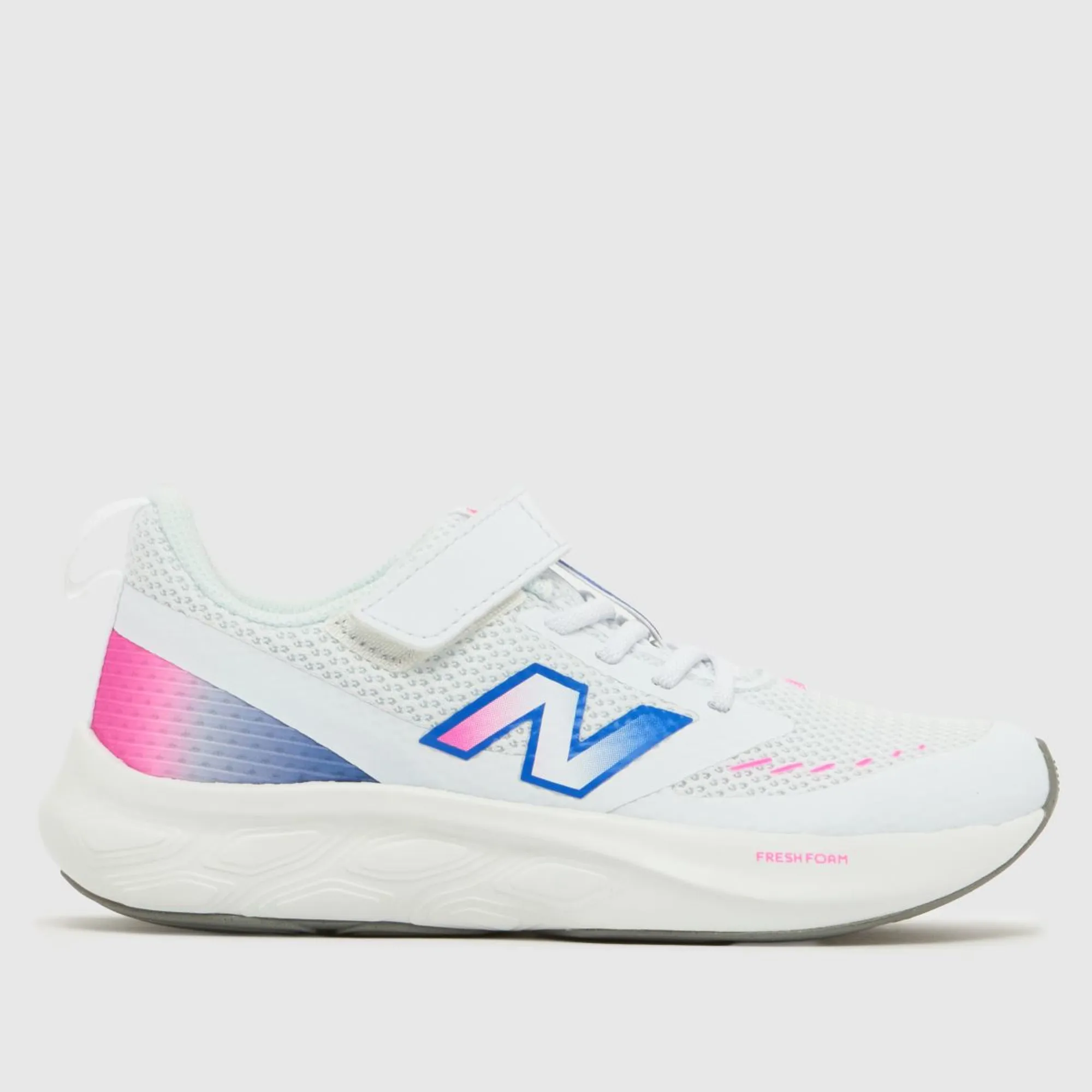 New Balance Kids 625 Hook & Loop in White/Pink/Blue Mesh