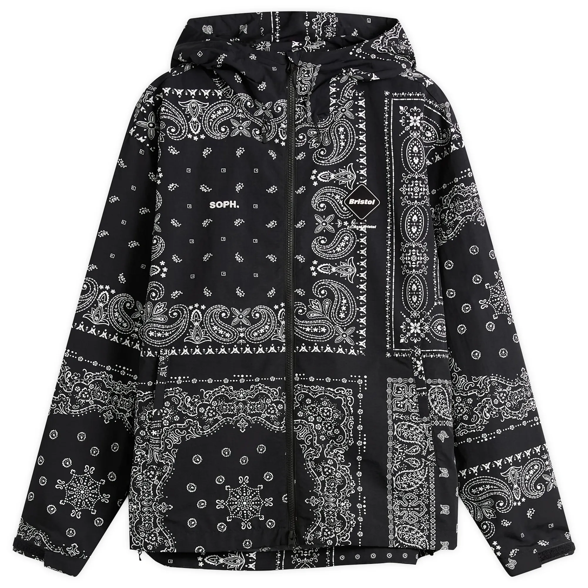 F.C. Real Bristol Men's Bandana Nylon Hooded Jacket Black
