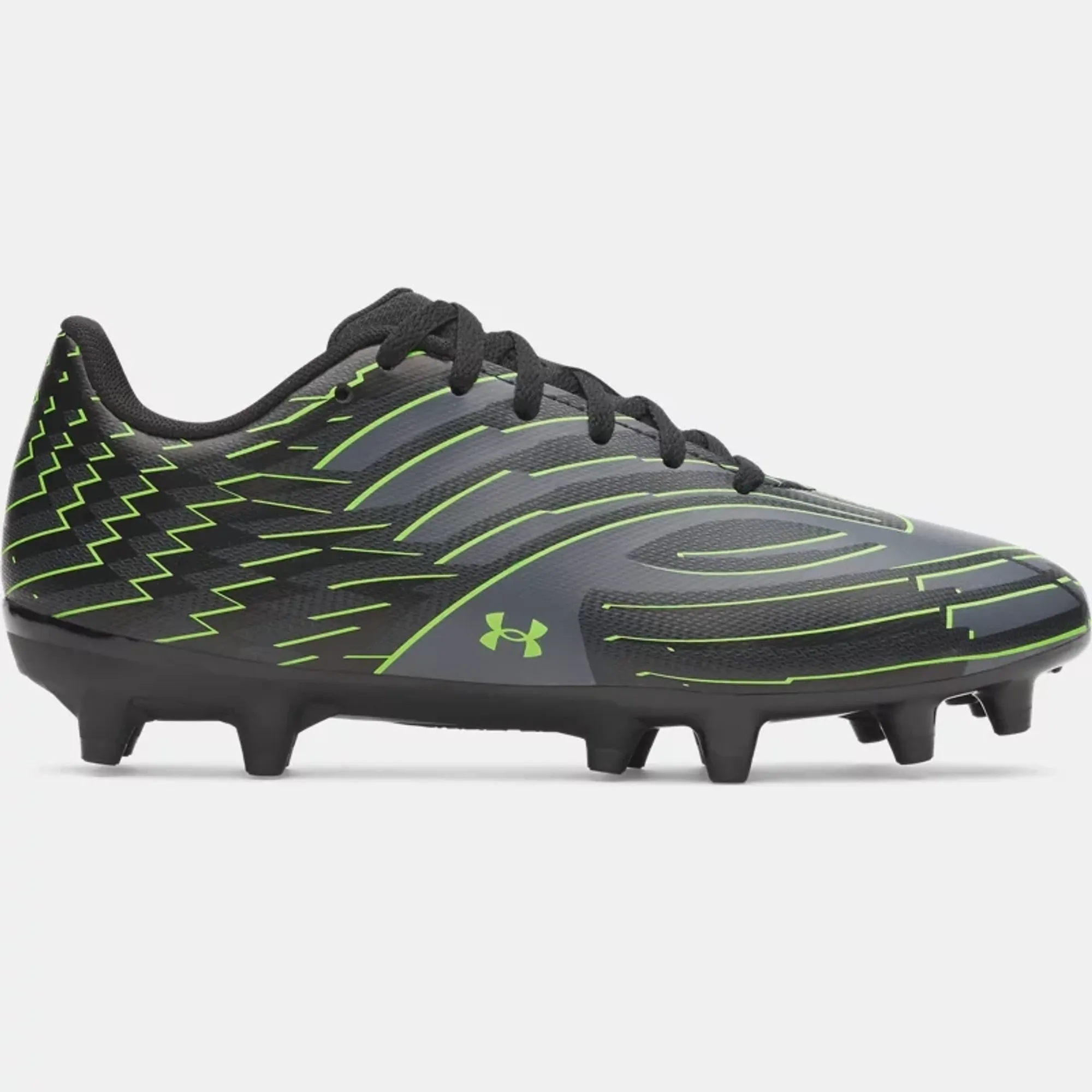 Under Armour  Shadow Club 4 FG Jr. Boys' Soccer Cleats Black / Titan Gray / Hyper Green 3.5