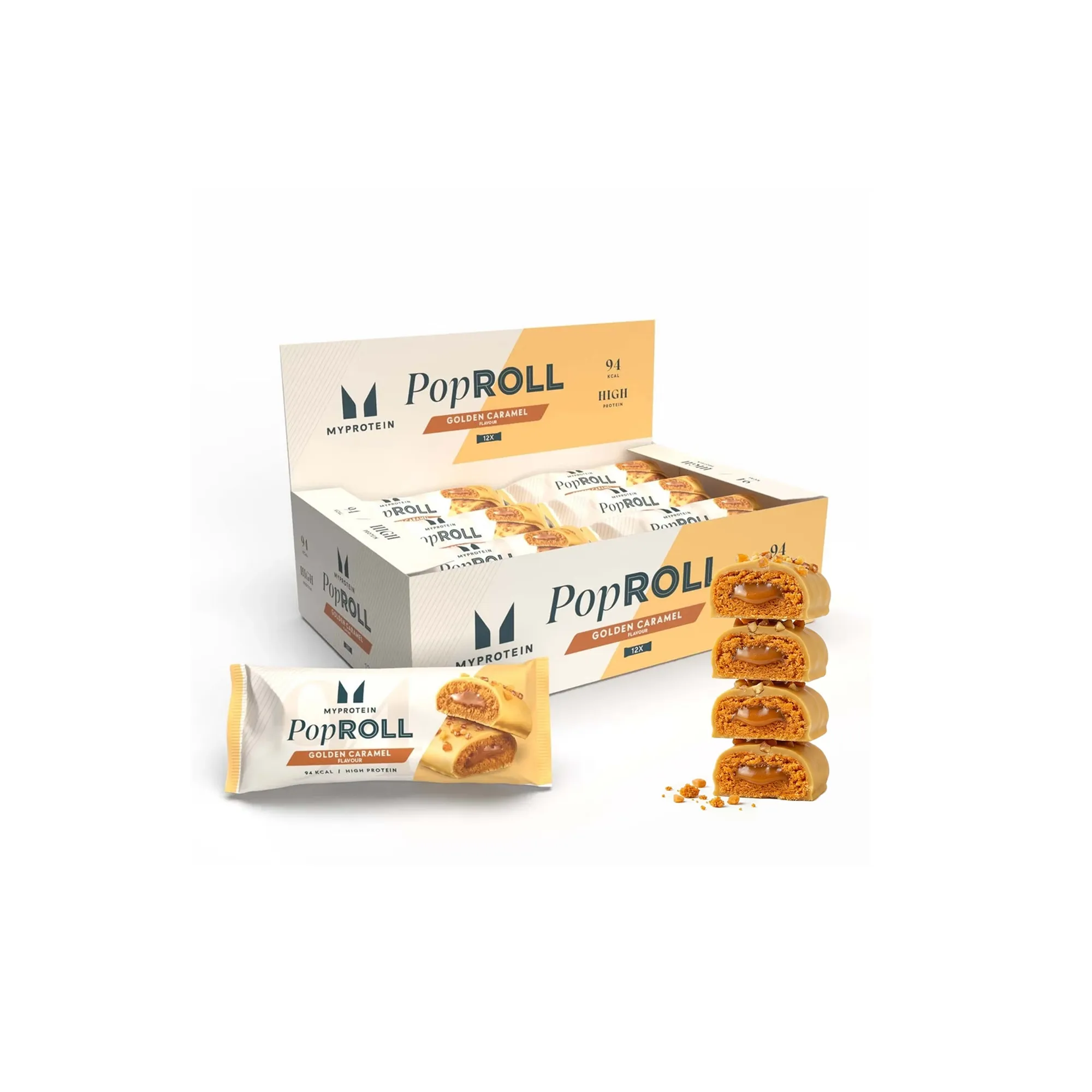 Pop Roll Protein Snack - 12 x 27g - Golden Caramel