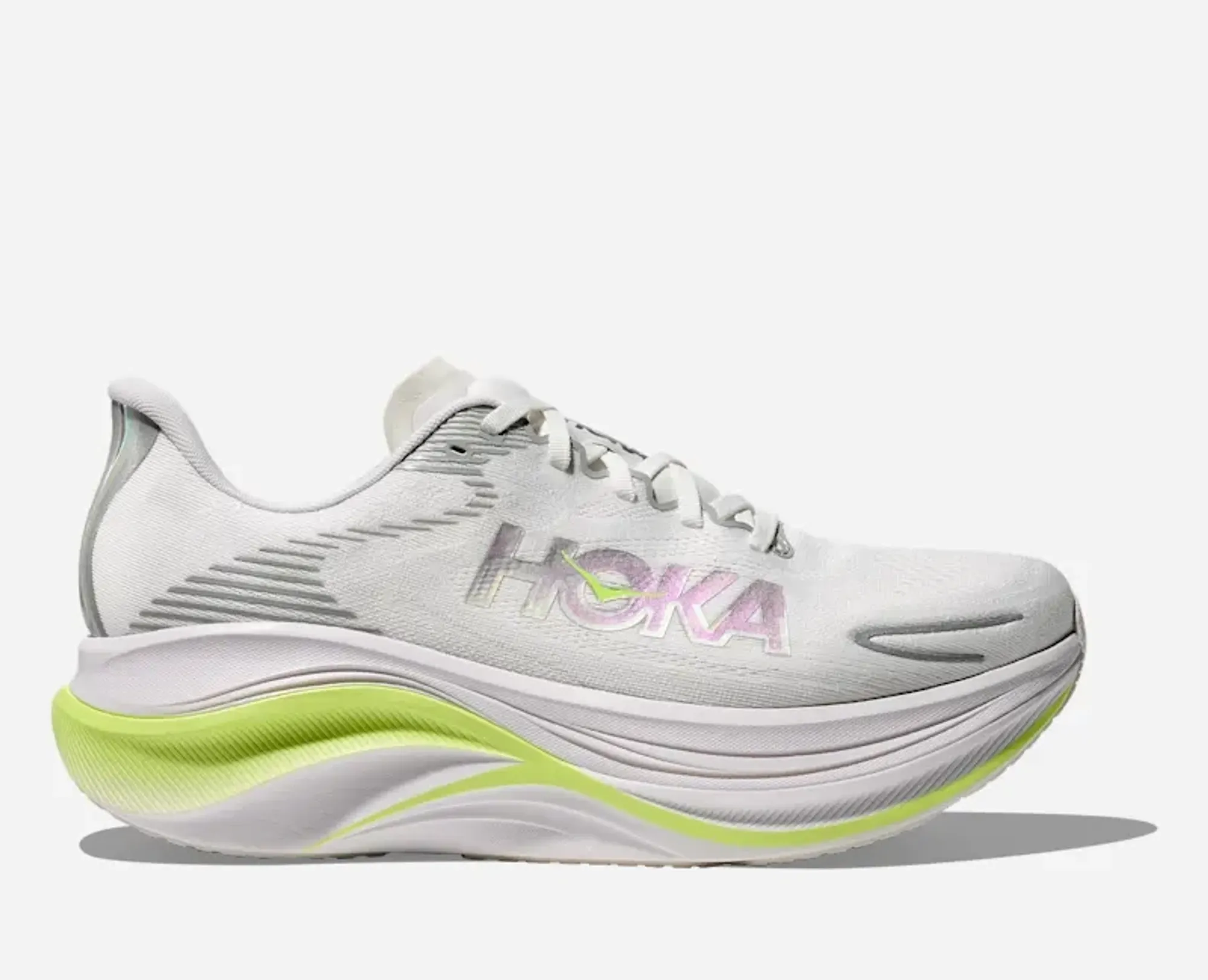 Hoka Women's Skyward X 2 Road Running Shoes In White/Neon Yuzu