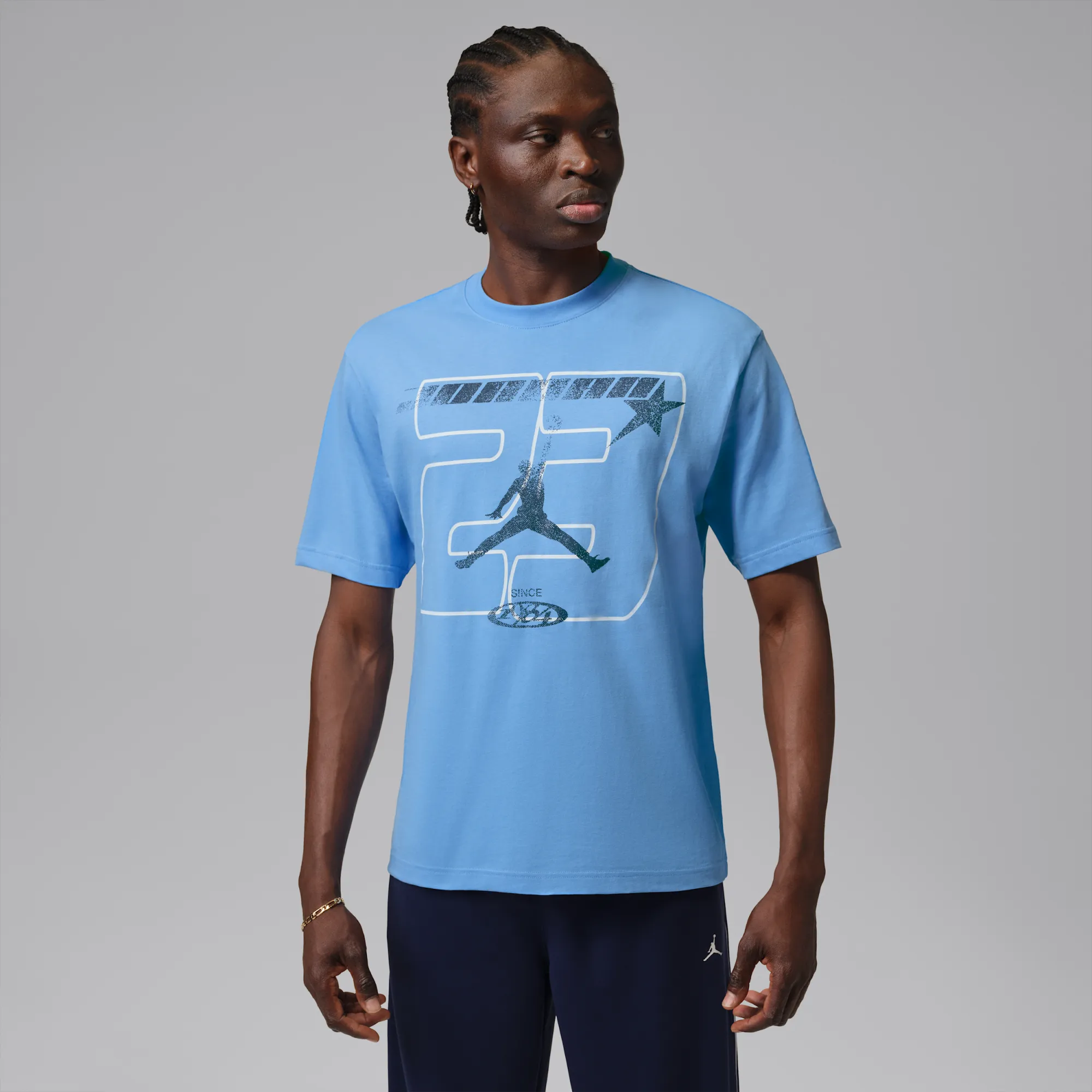 Nike Jordan Men's Graphic T-Shirt - Blue - Cotton