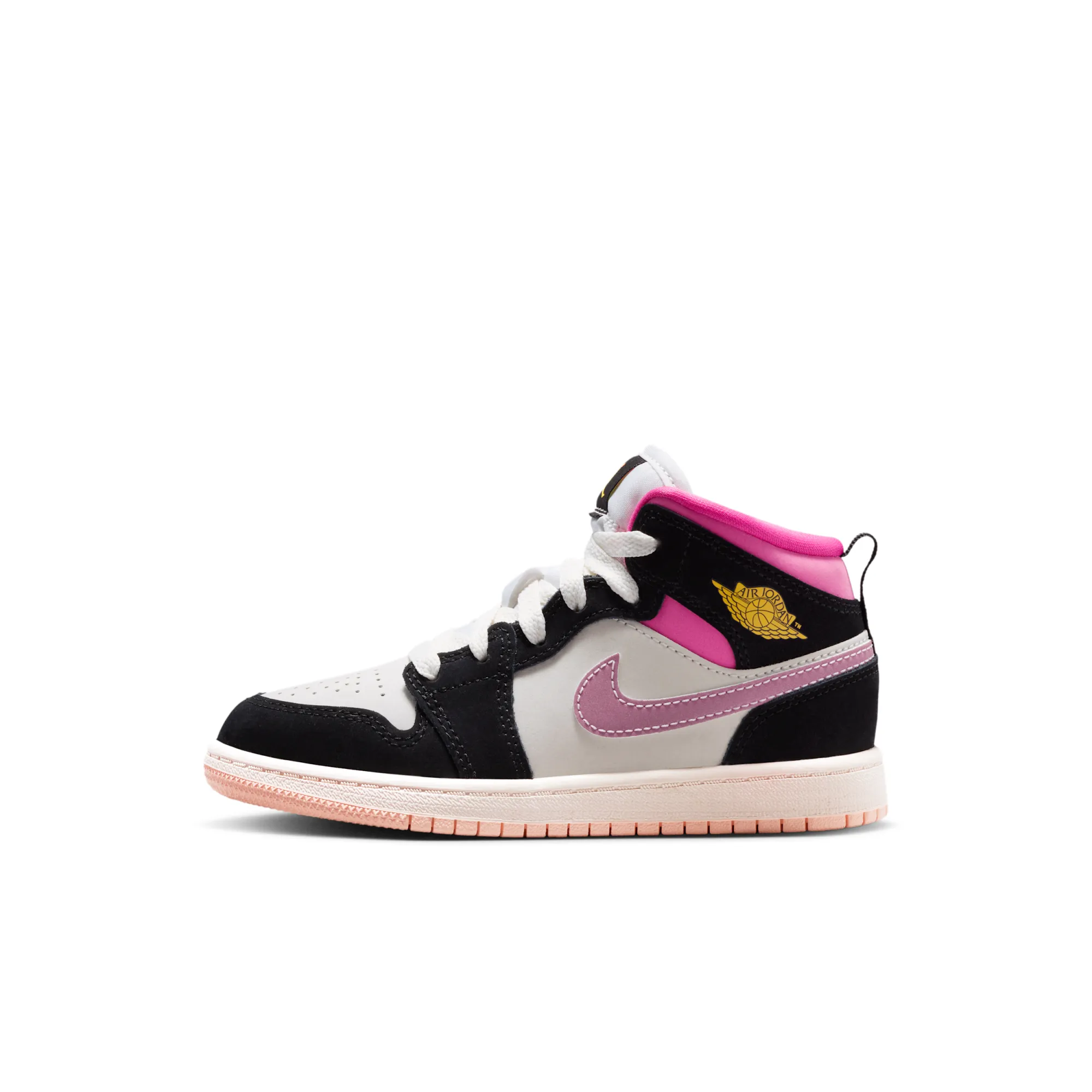 Nike Jordan 1 Mid Younger Kids' Shoes - Black