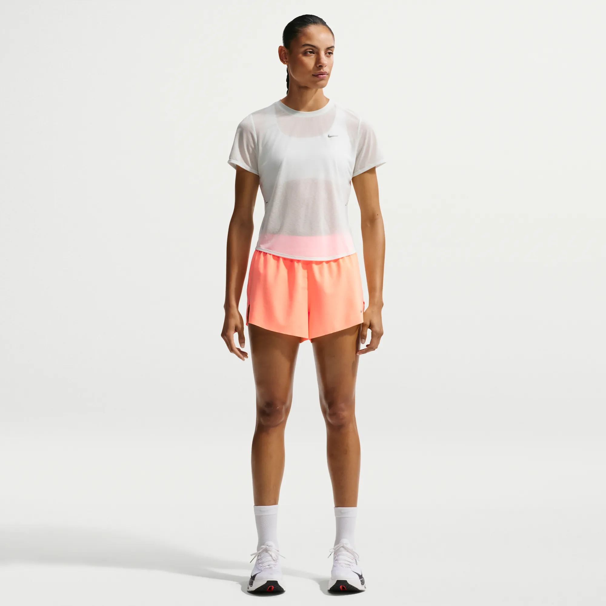 Nike Swift Breathe Women's Dri-FIT Mid-Rise 6.5cm (approx.) Brief-Lined Running Shorts - Orange - Polyester/Elastane