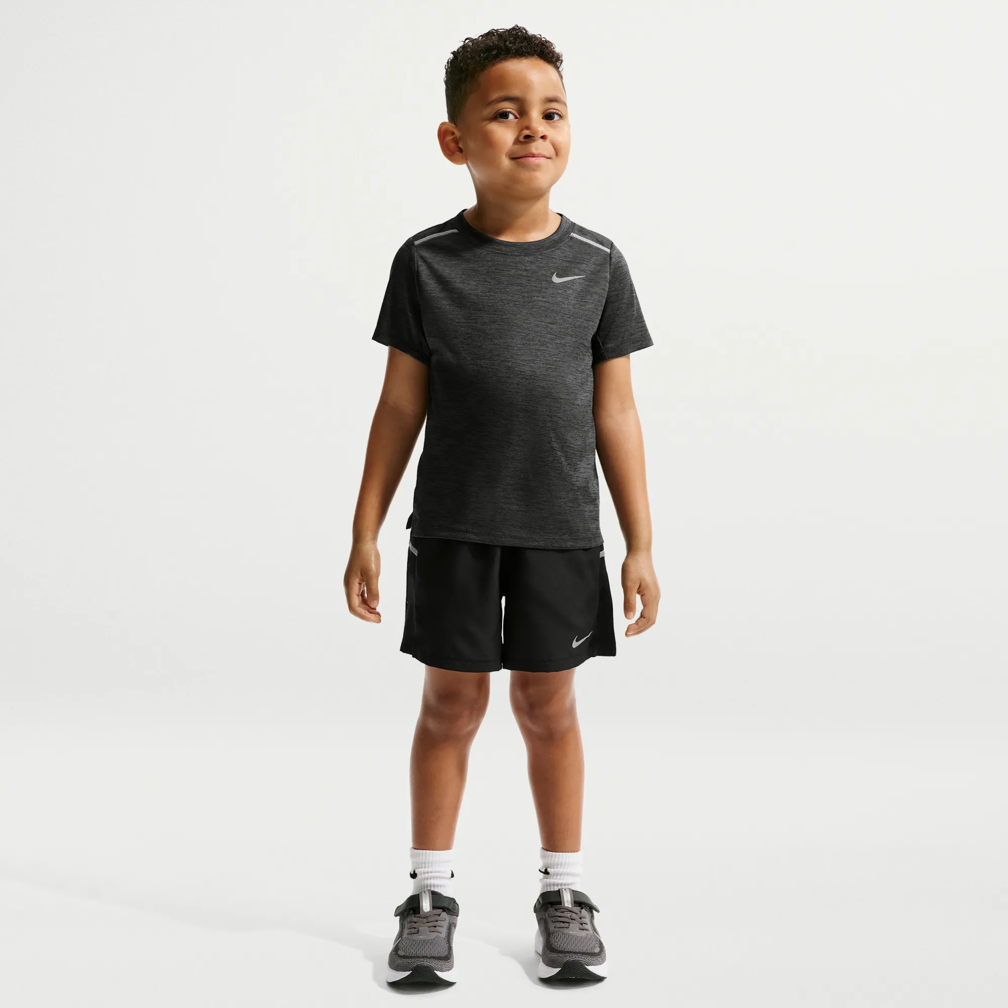 Nike Younger Kids' Dri-FIT Miler Top and Shorts Set - Black - Polyester