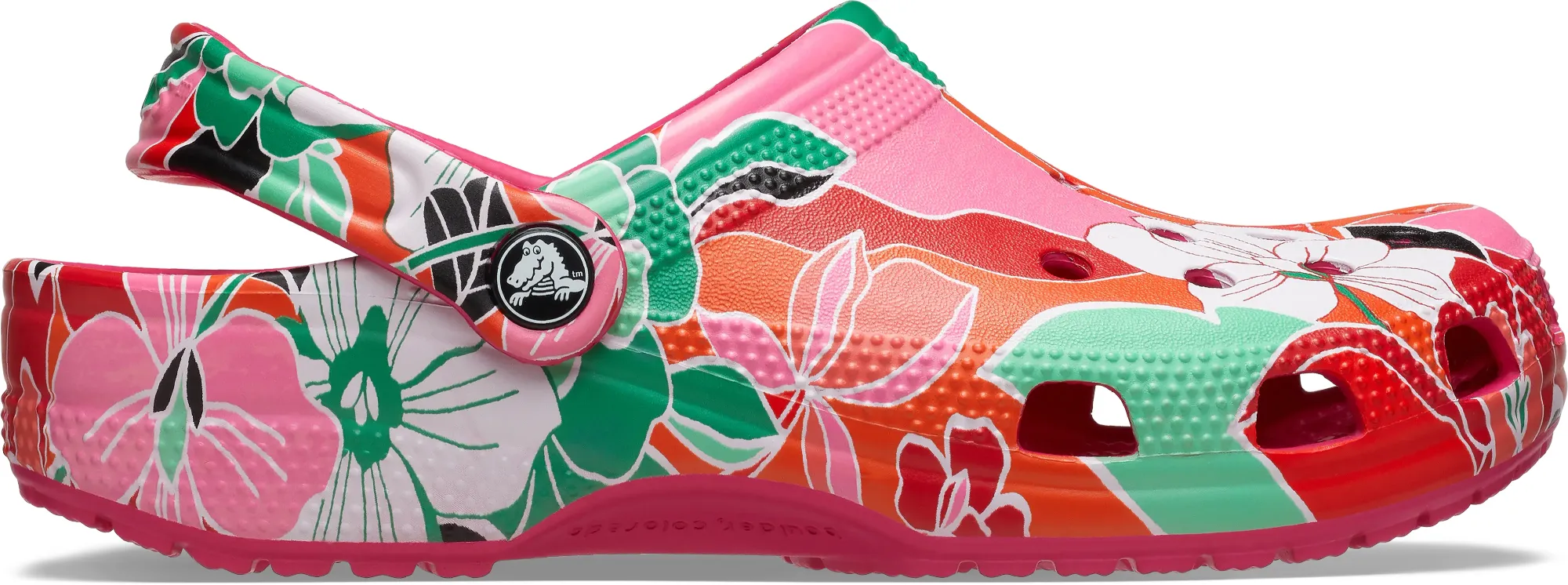 Crocs | Unisex | Classic Woodcut Floral | Clogs | Dragon Fruit | W4/M3