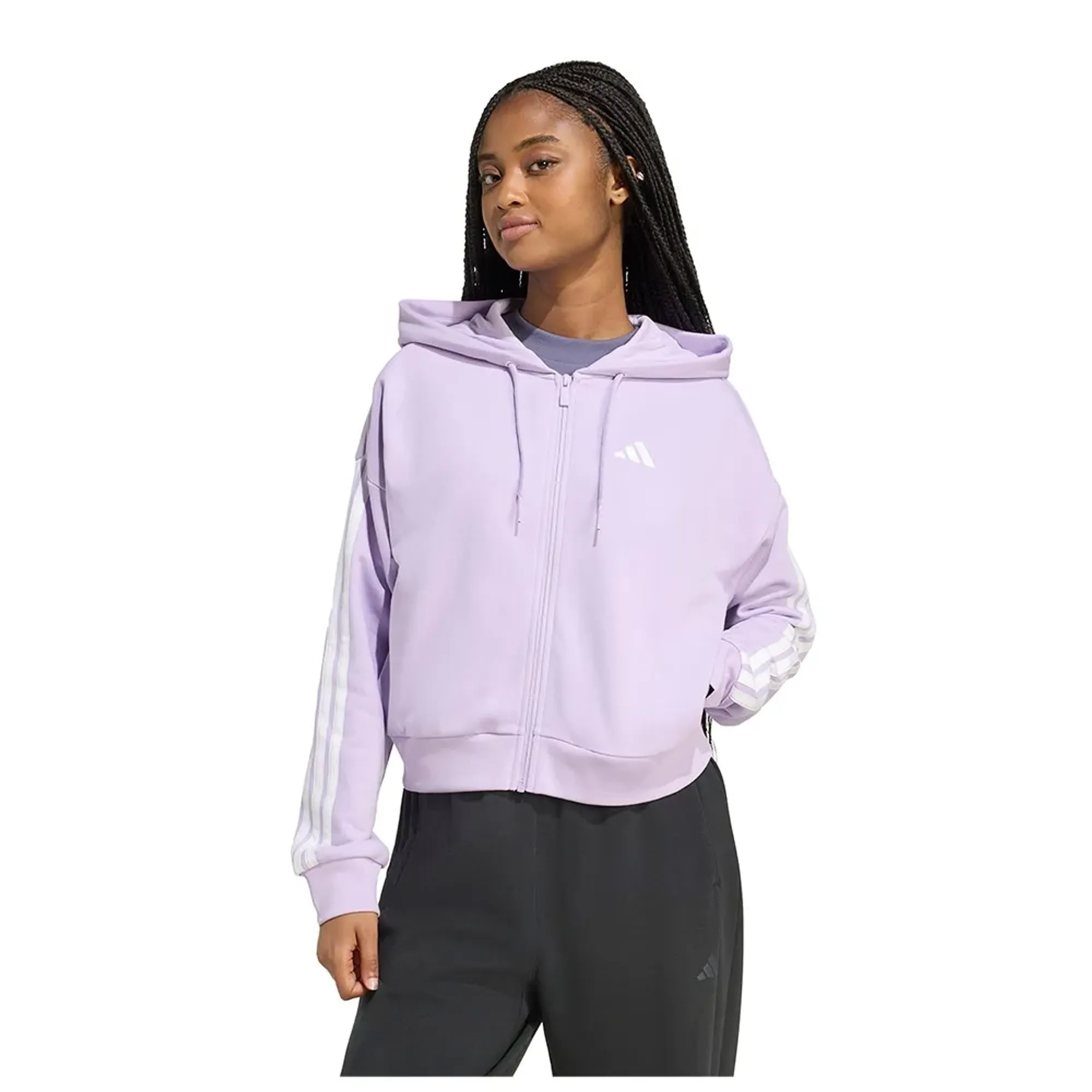 Adidas Essentials 3 Stripes French Terry Full Zip Sweatshirt