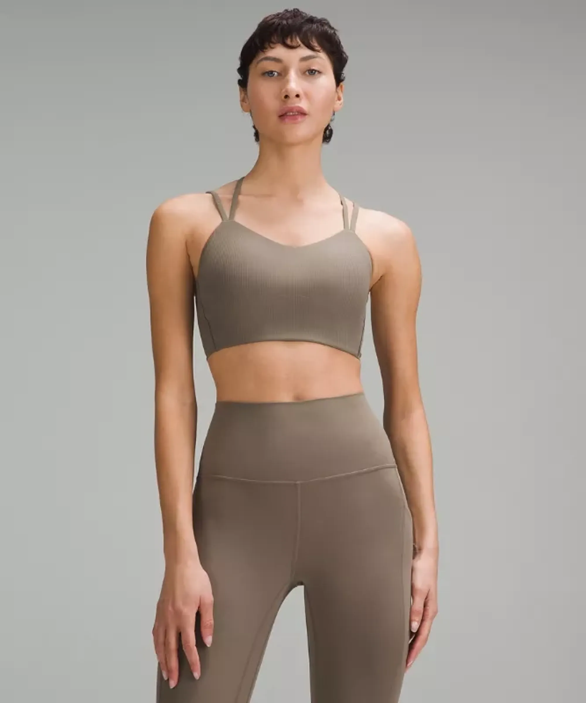 lululemon – Women's Like a Cloud Ribbed Longline Sports Bra Light Support, B/C Cup – Color Brown – Size 2