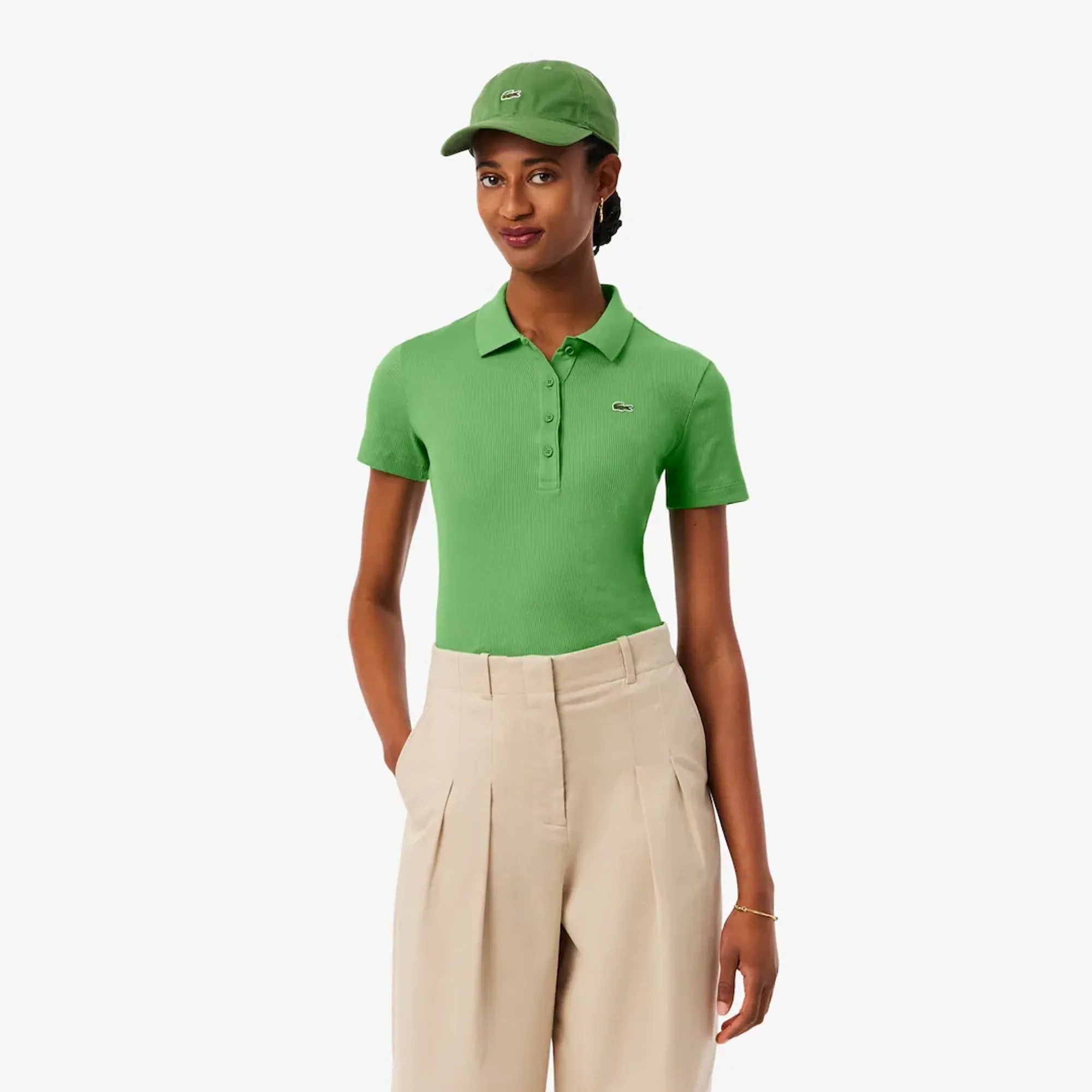 Lacoste Slim Fit L.12.D Ribbed Cotton Polo Shirt - Vert