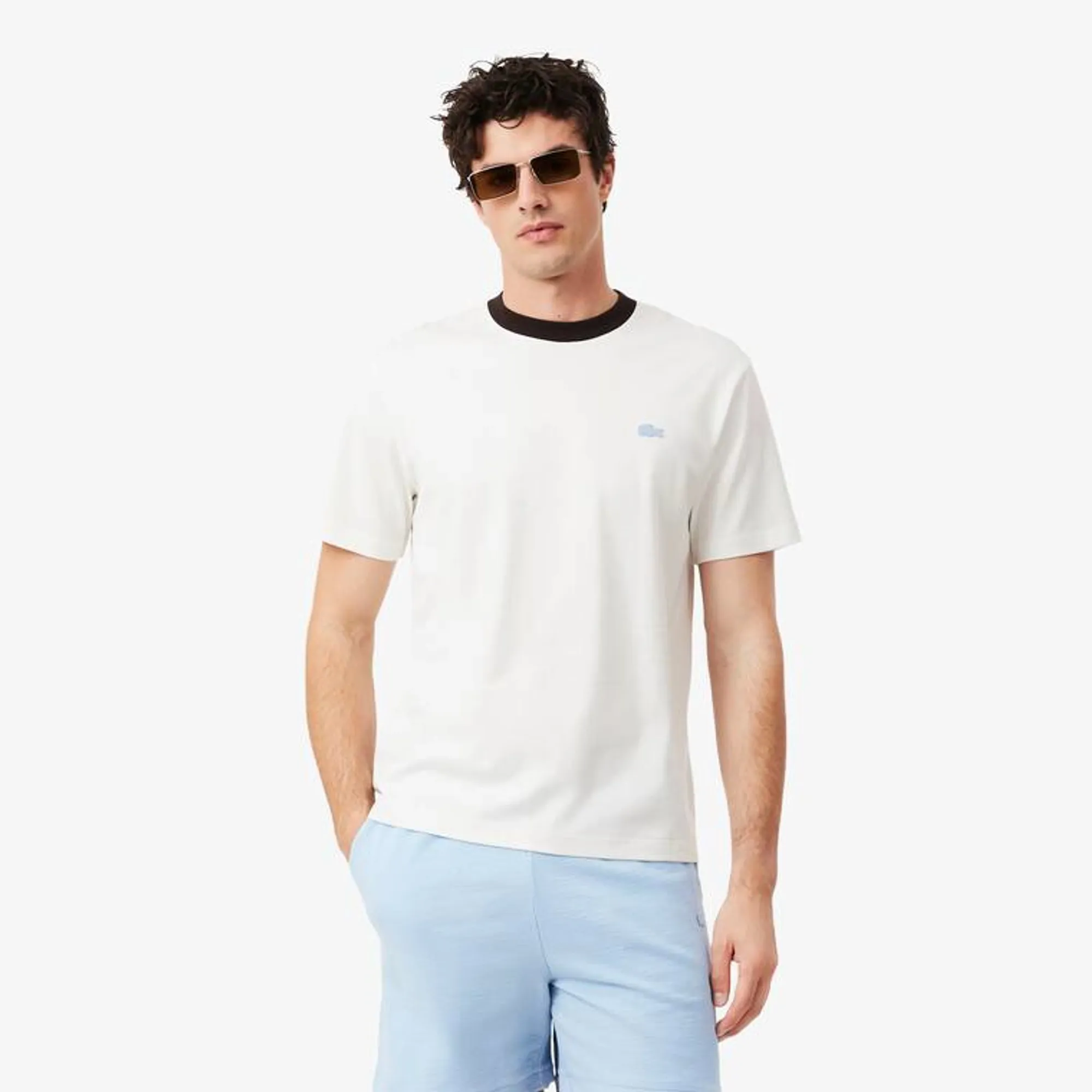 Lacoste Classic Fit Colour-Block Cotton T-shirt - White