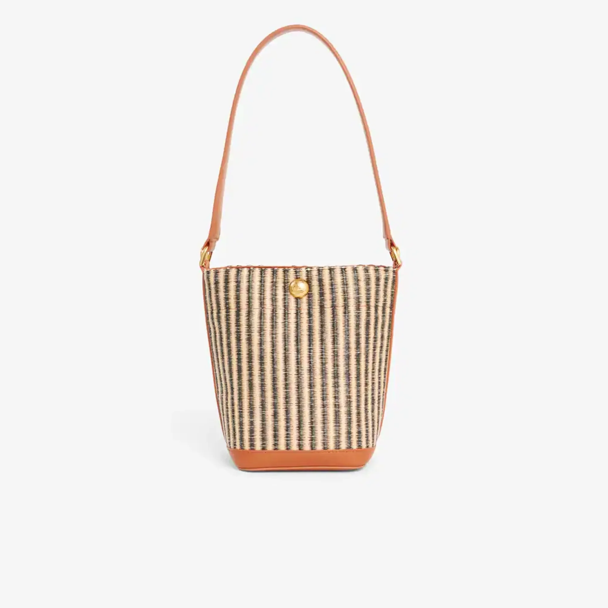Lacoste Small Summer Pack Raffia Bucket Bag - Natural Black Tan