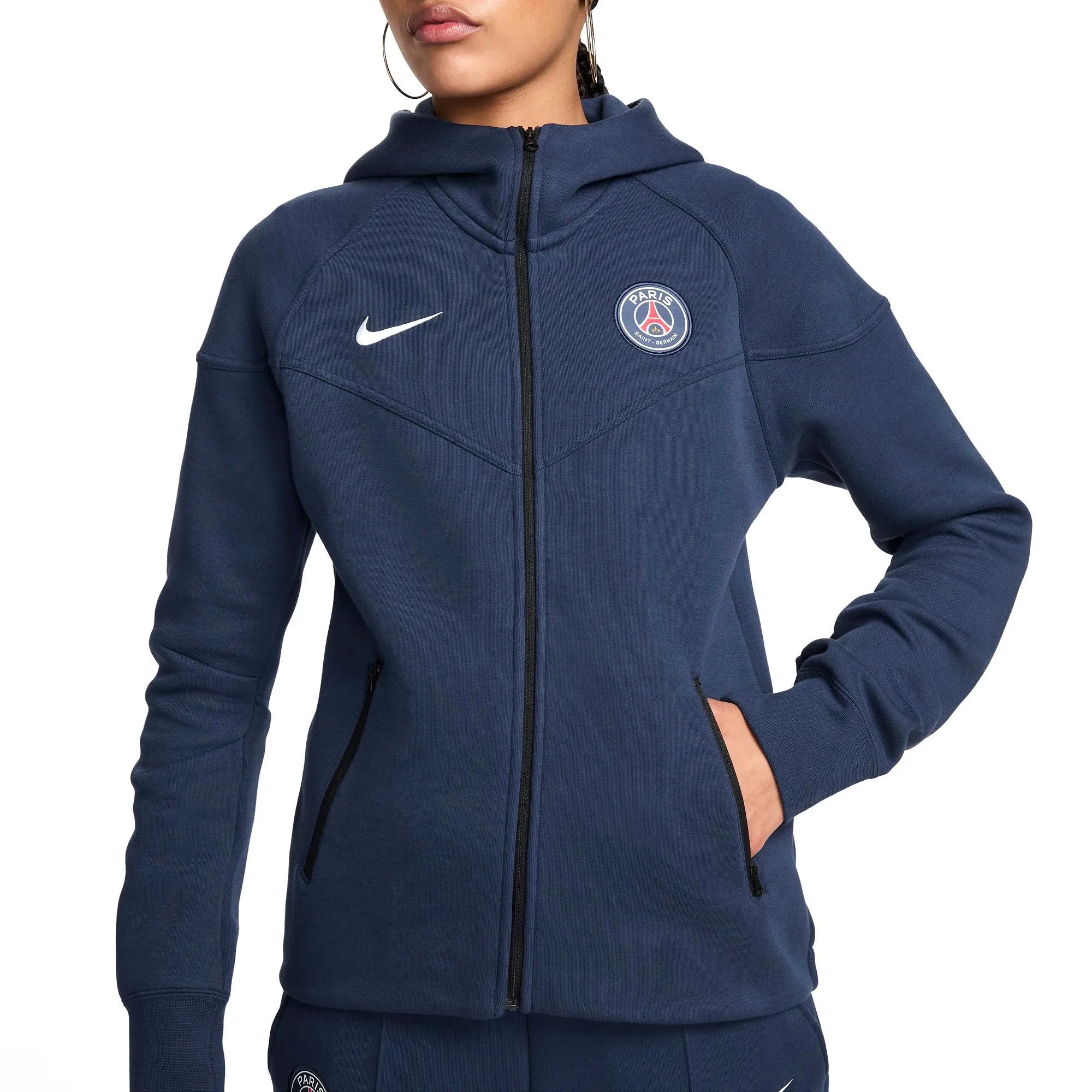 PSG Nike Tech Fleece Full Zip Hoodie - Navy - Womens