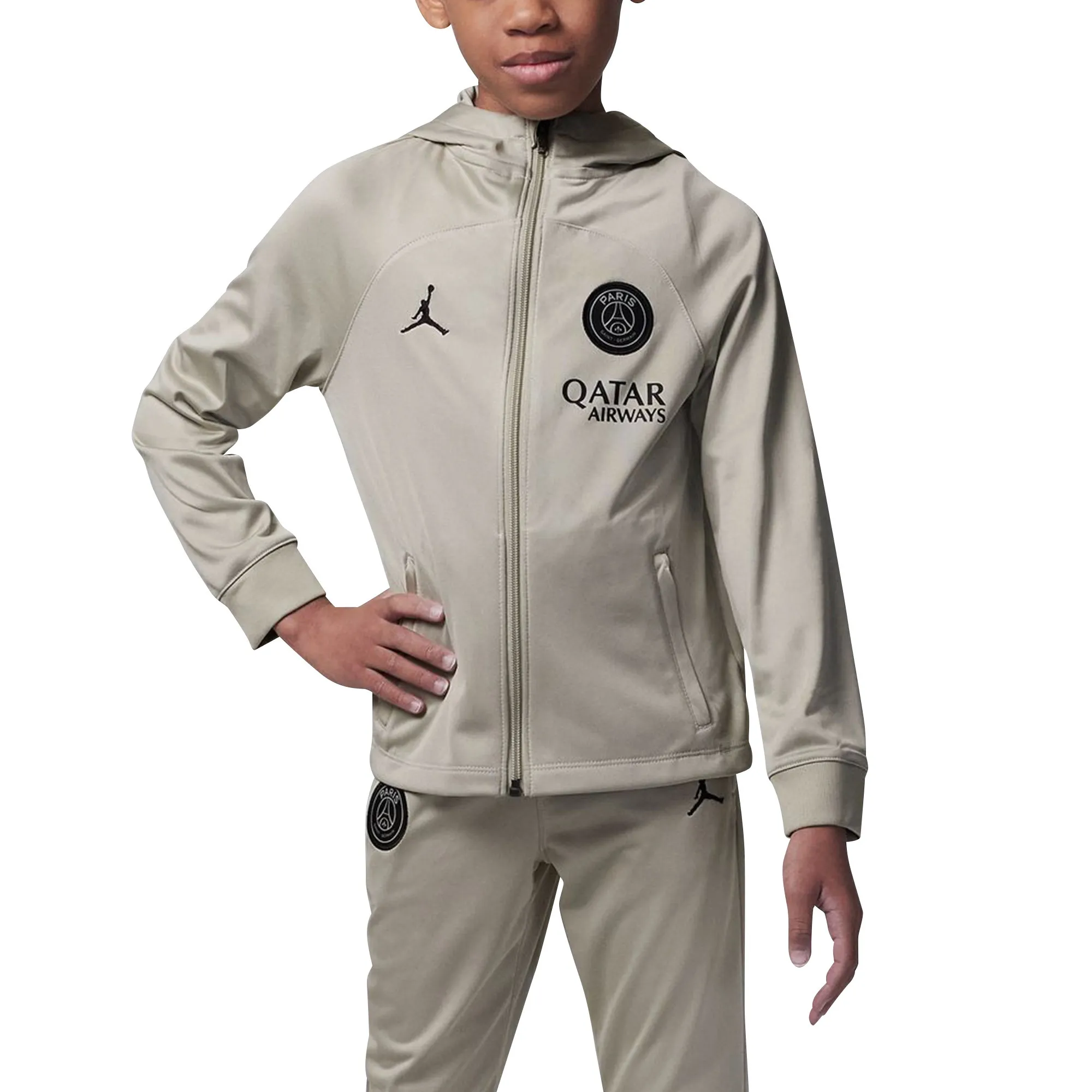 PSG Jordan Strike Hooded Tracksuit - Stone - Little Kids