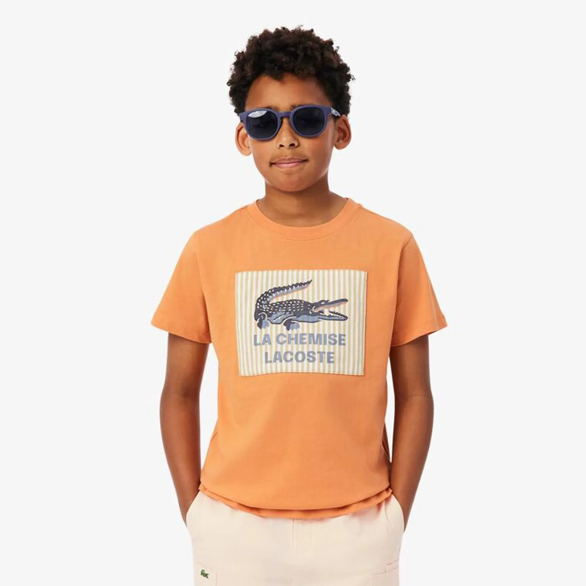Lacoste Badge Accent Cotton T-shirt - Orange