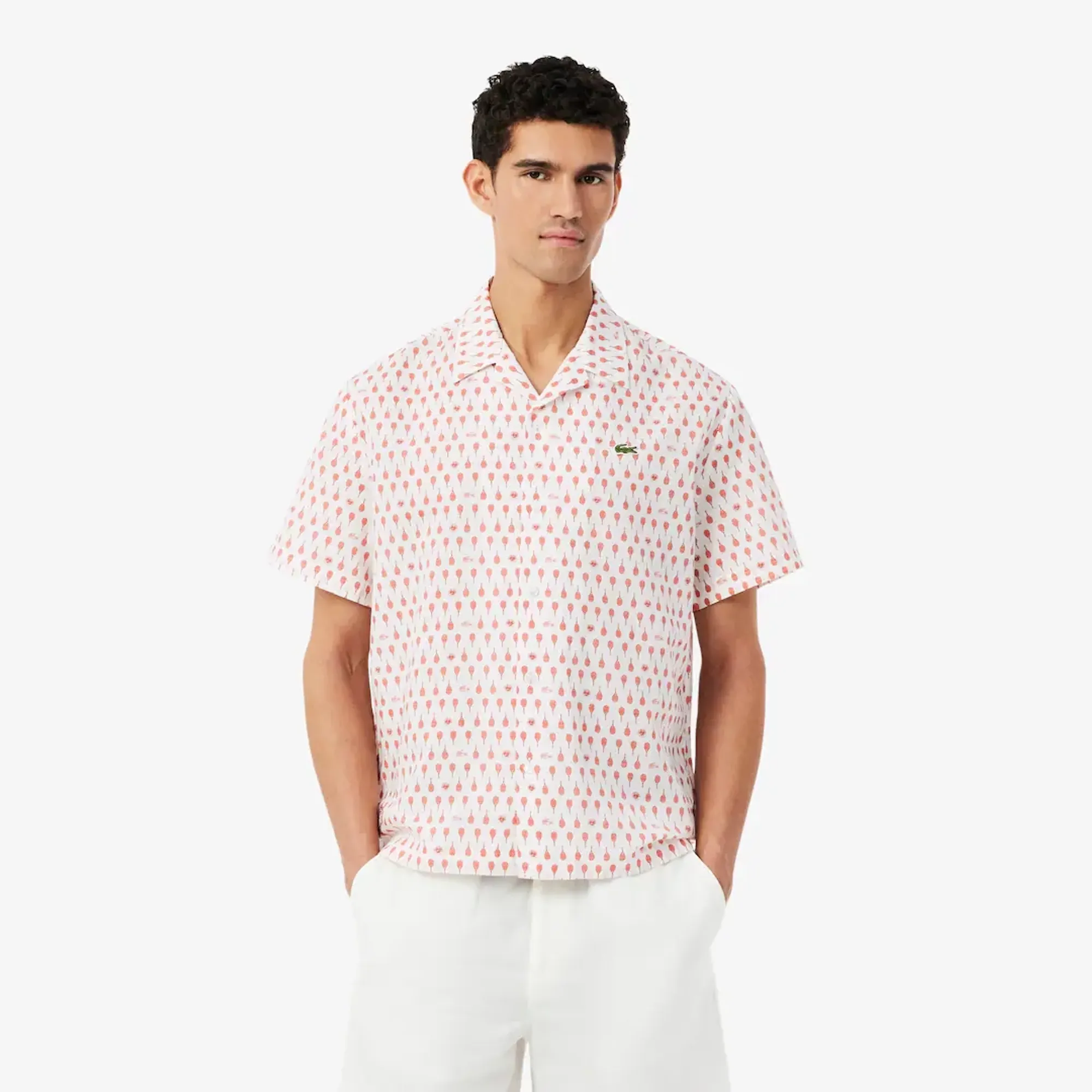 Lacoste Roland-Garros Edition Print Shirt - Blanc / Marron