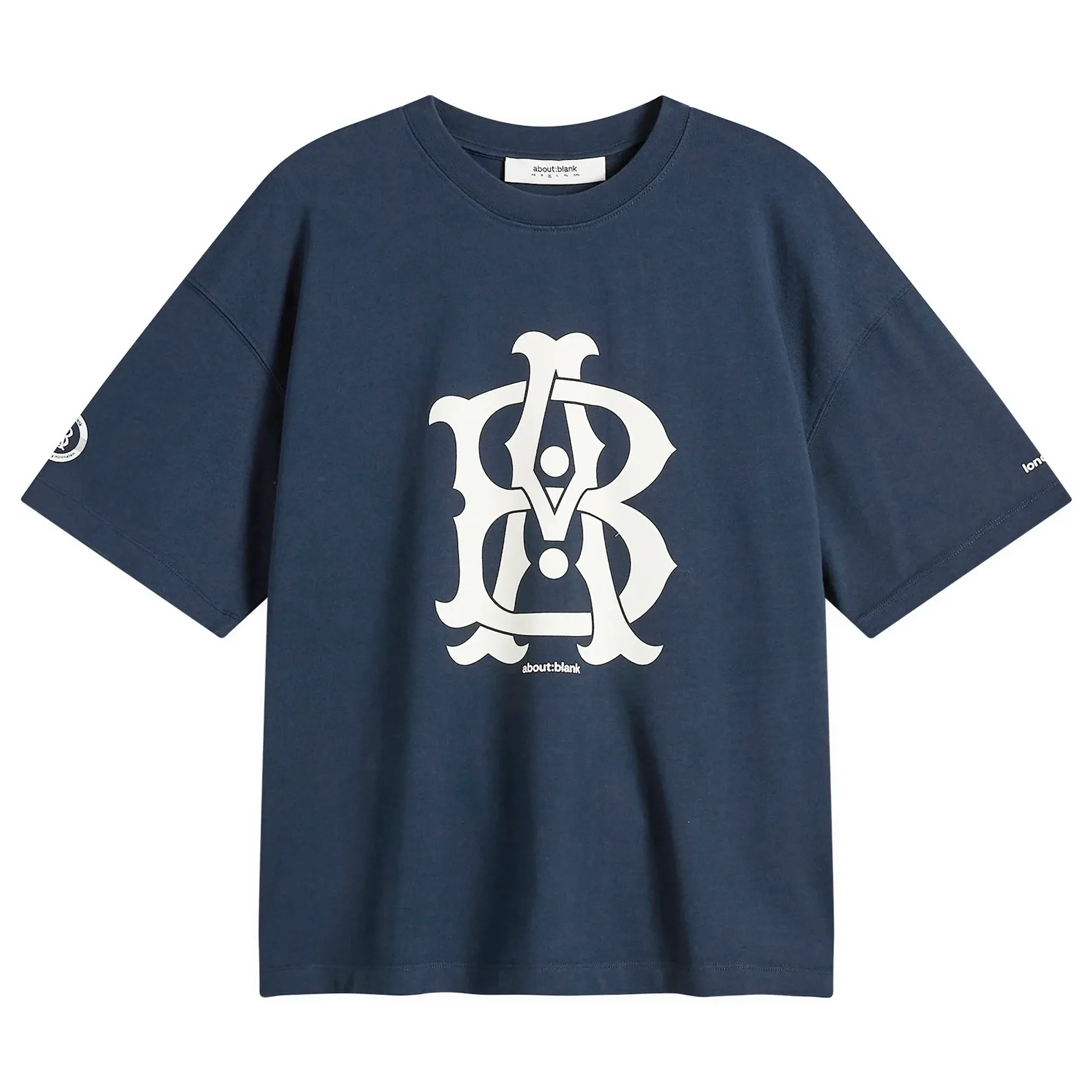 about:blank Men's Varsity T-Shirt Navy/Ecru