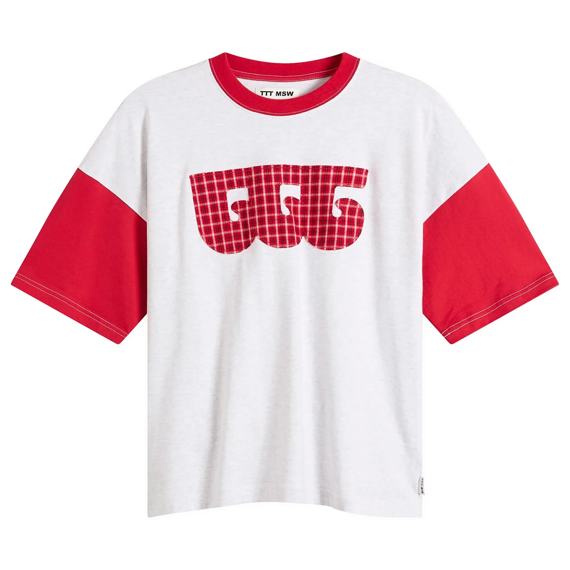 TTT MSW Women's Wave Logo Ringer T-Shirt Grey x Check