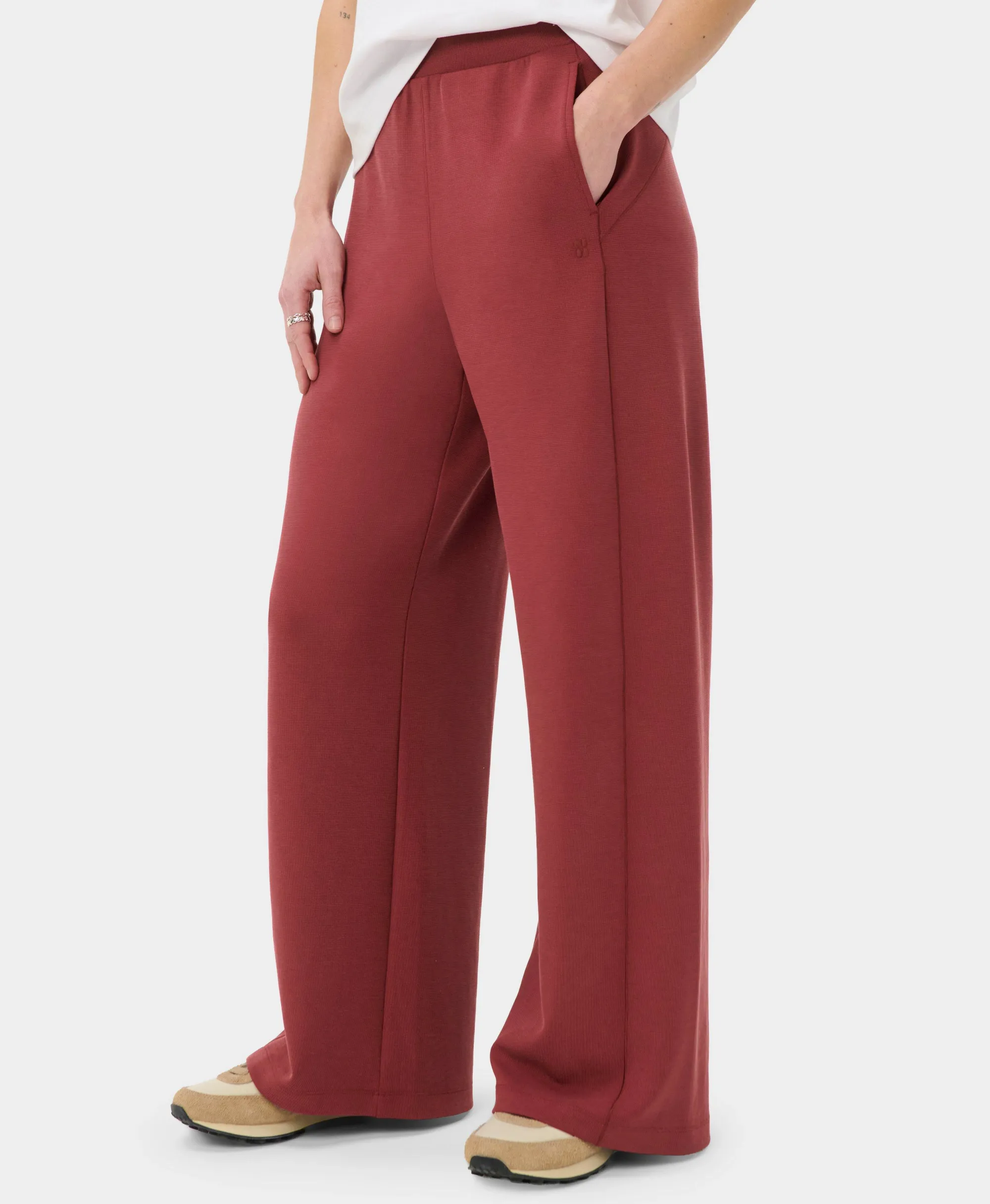 Sweaty Betty Sand Wash Textured Trousers, Red, Women's L