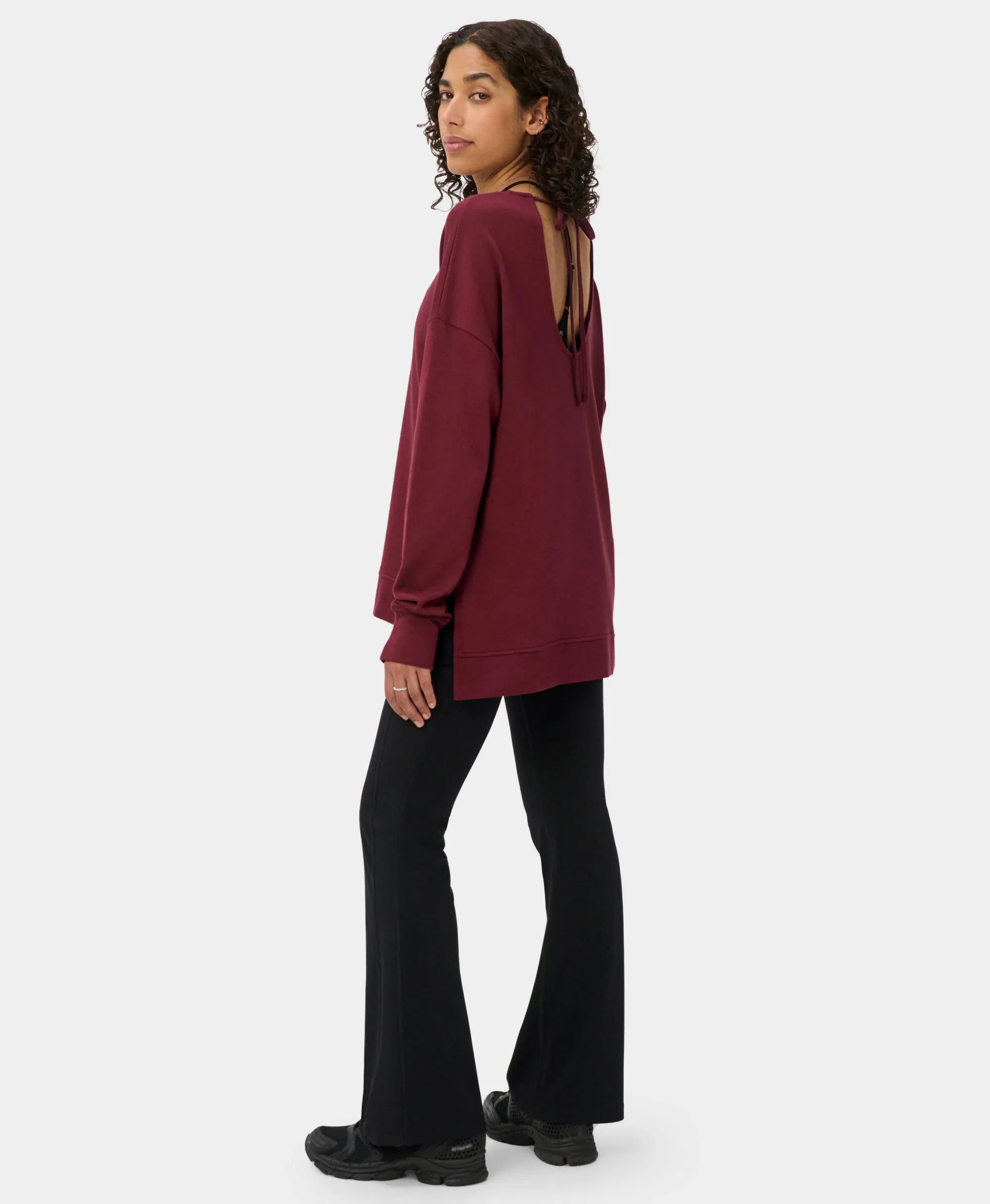 Sweaty Betty After Class Open Back Tie Sweatshirt, Red, Women's L