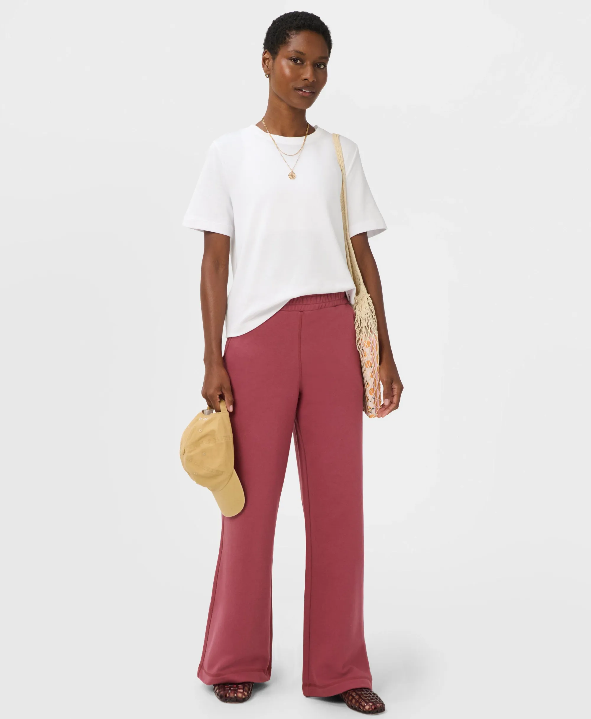 Sweaty Betty Brushed Wide Leg Trousers, Pink, Women's L