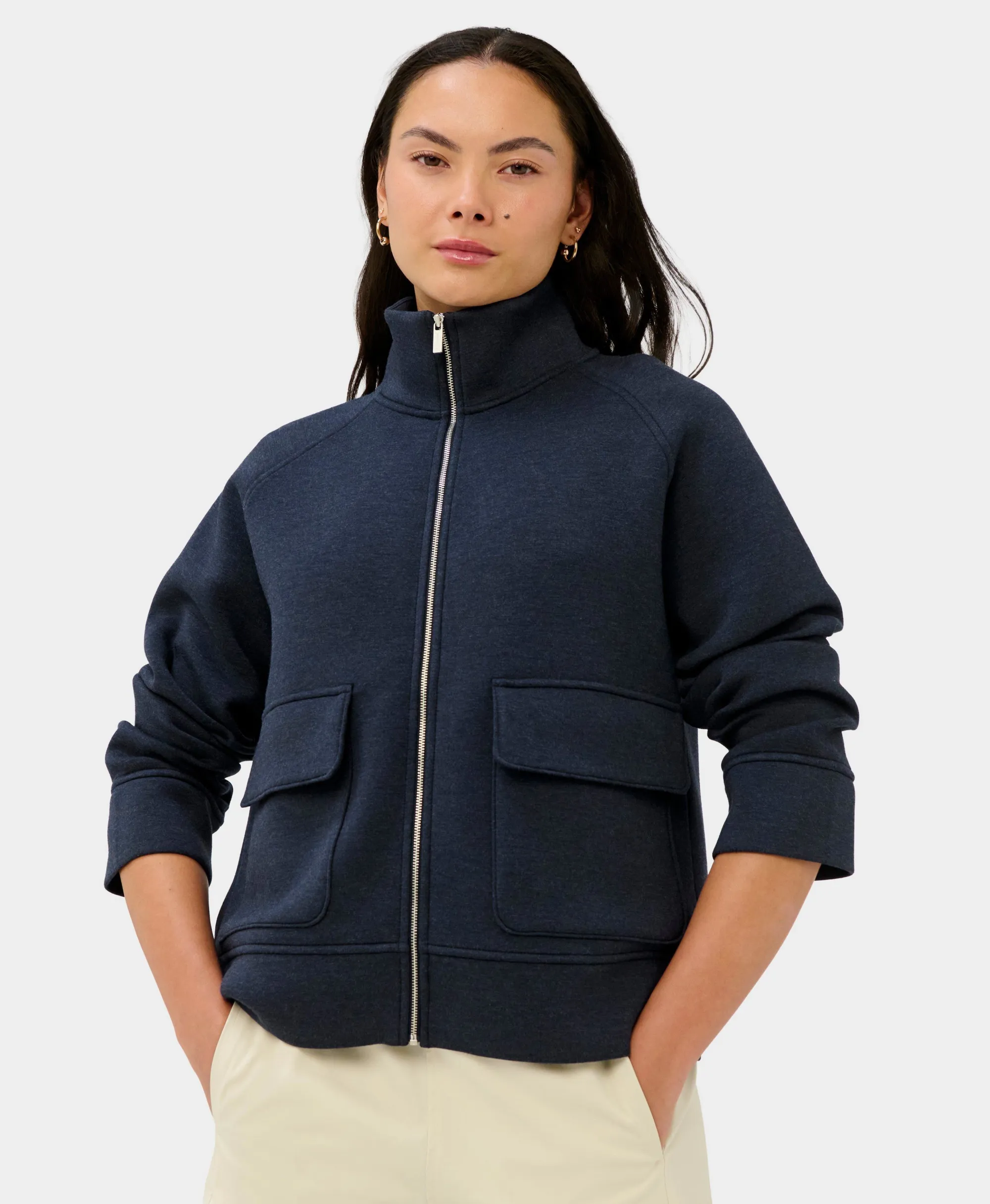 Sweaty Betty Wind Down Patch Pocket Zip Through, Blue, Women's L
