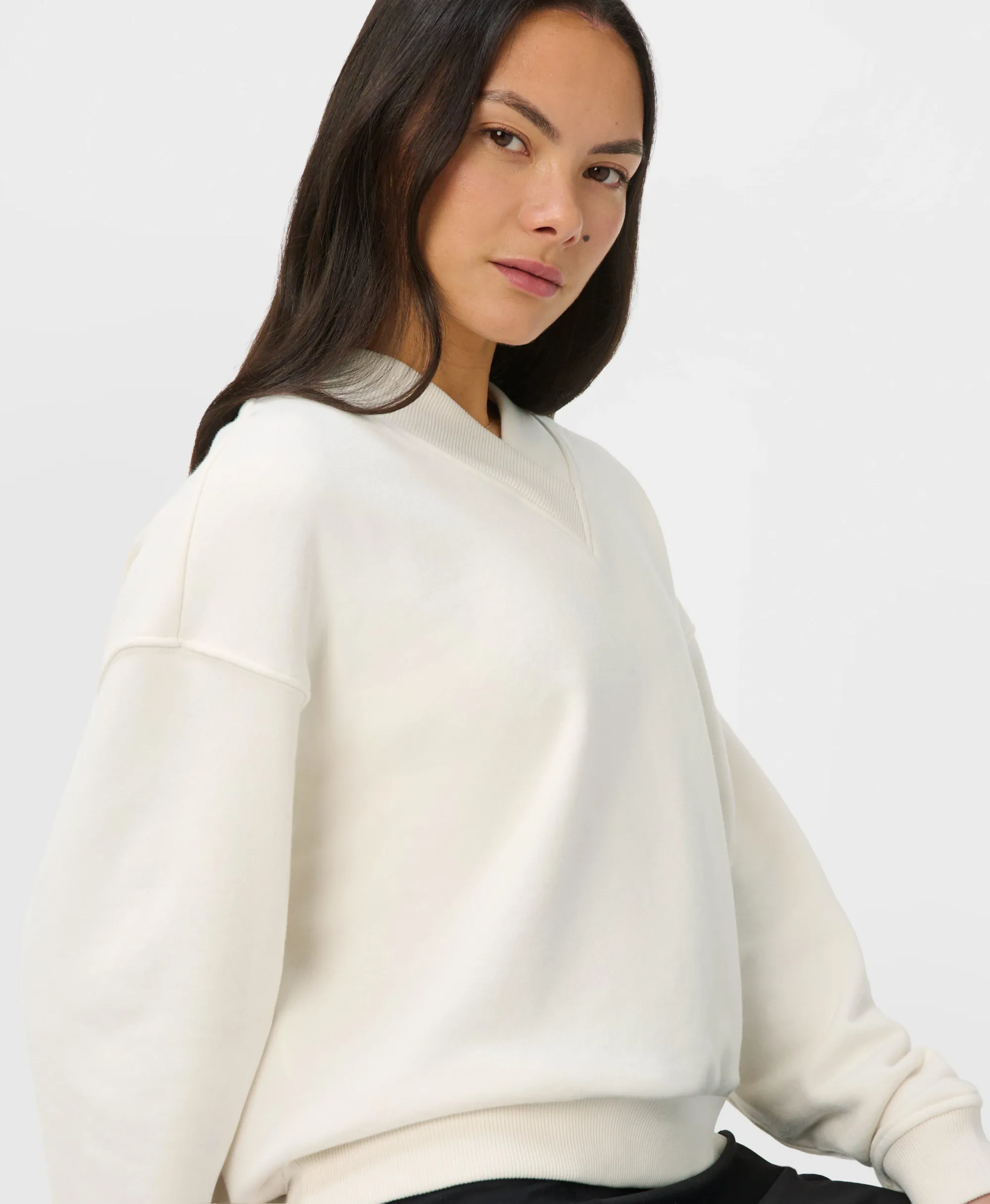 Sweaty Betty Relaxed V-Neck Sweatshirt, White, Women's L