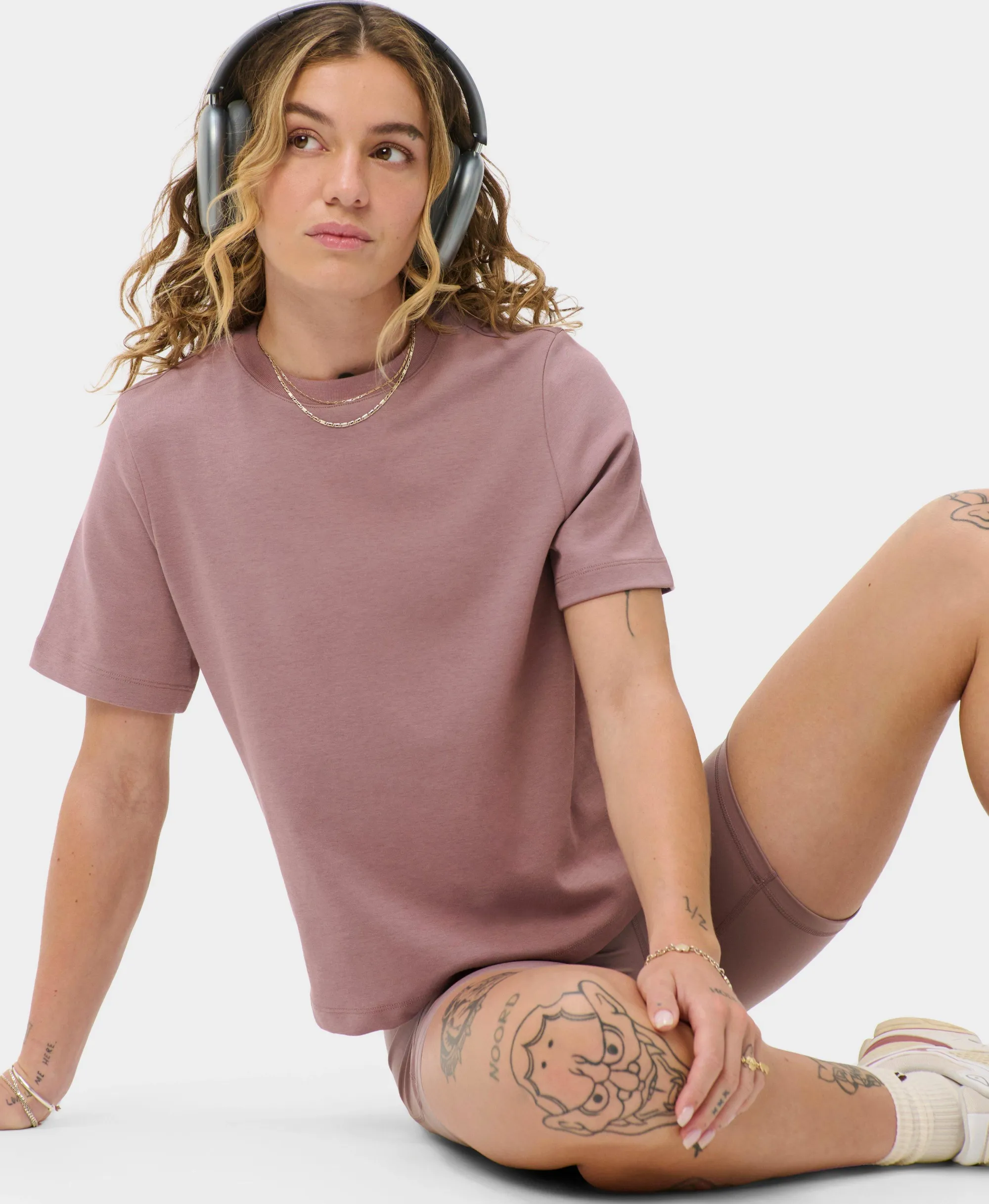 Sweaty Betty Elevated Cotton Boxy T-Shirt, Purple, Women's L