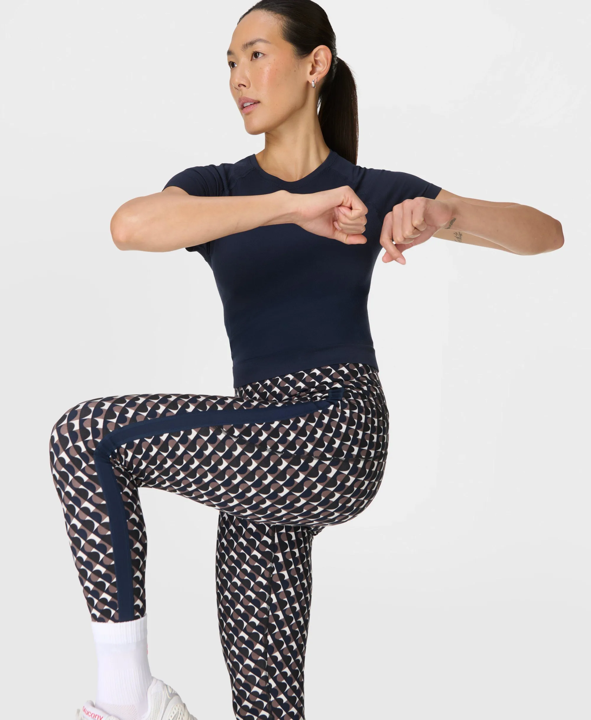 Sweaty Betty Power 7/8 Side Stripe Gym Leggings, Brown, Women's XXS