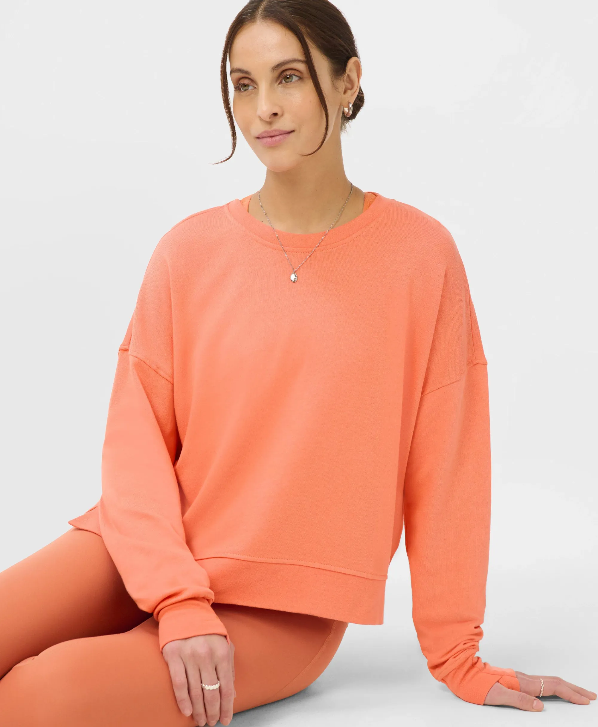 Sweaty Betty After Class Crop Sweatshirt, Orange, Women's XXS