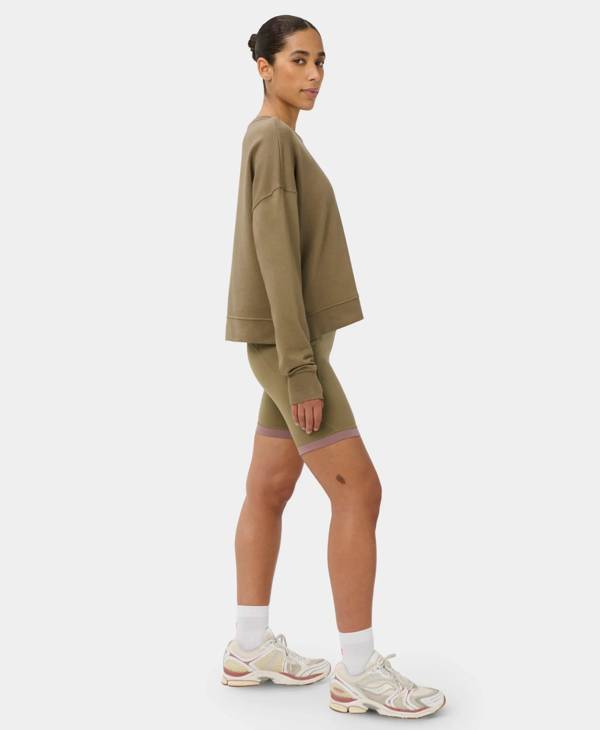 Sweaty Betty After Class Crop Sweatshirt, Green, Women's XXS