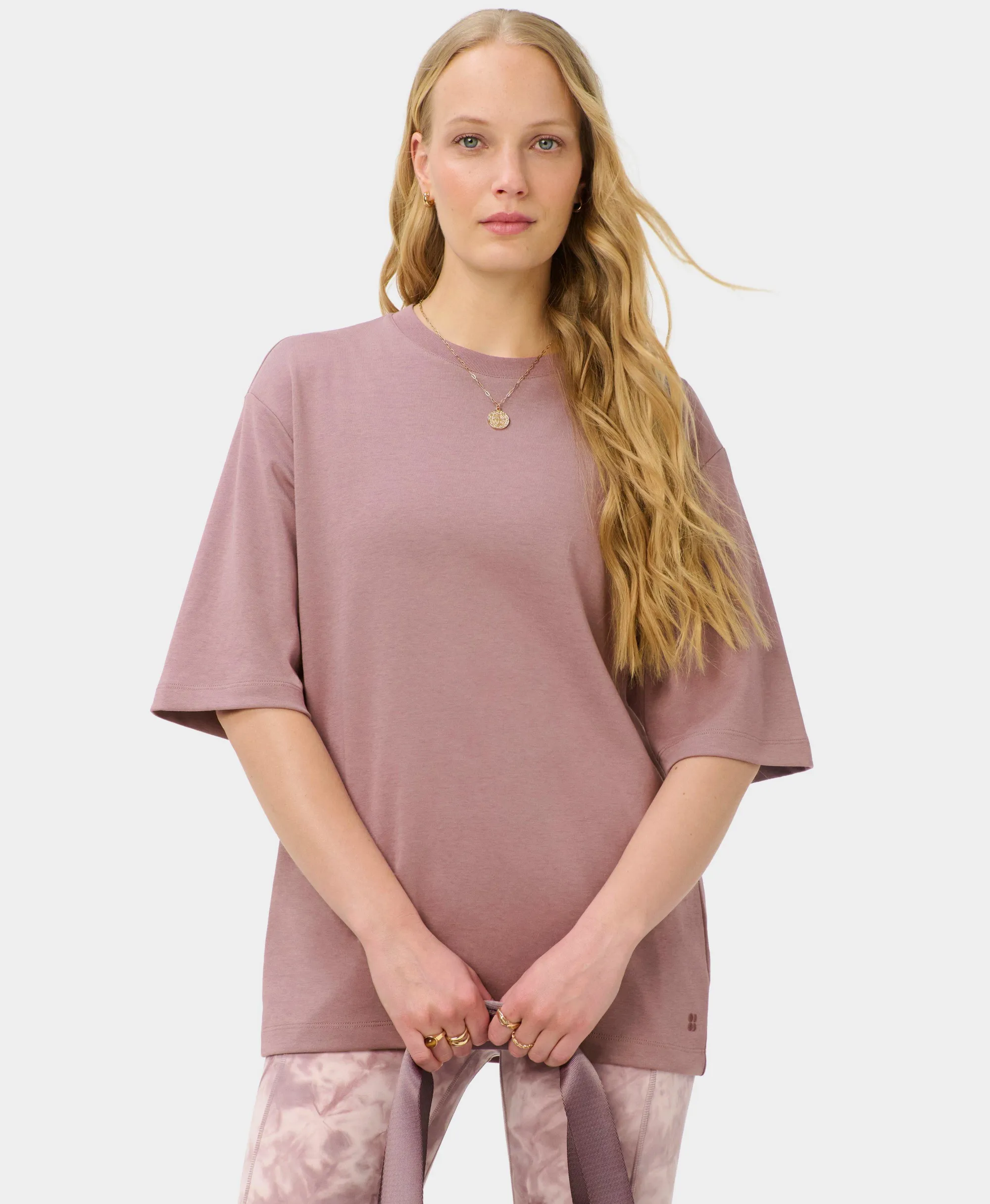 Sweaty Betty Elevated Cotton Longline T-Shirt, Purple, Women's XS